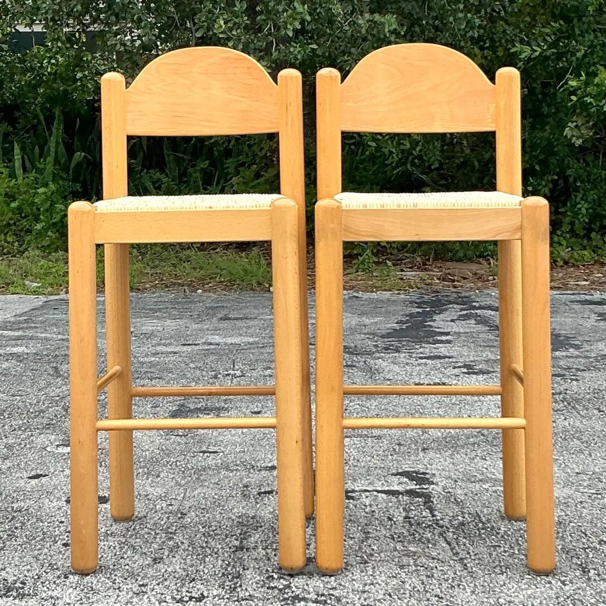 Vintage Italian Rush Seat Padova Barstools - Set of 2 3