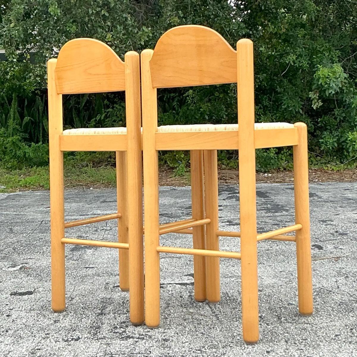 Vintage Italian Rush Seat Padova Barstools - Set of 2 4