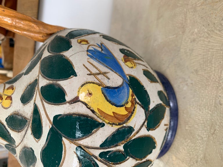 Vintage Italian Rustic Hand-Painted Ceramic Vessel For Sale at 1stDibs