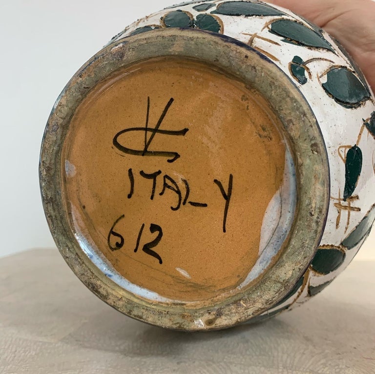 Vintage Italian Rustic Hand-Painted Ceramic Vessel For Sale at 1stDibs