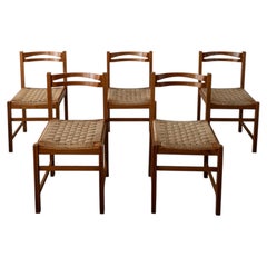 Vintage Italian Rustic Modern Dining Chairs by Snaidero, 1970s, Set of 5