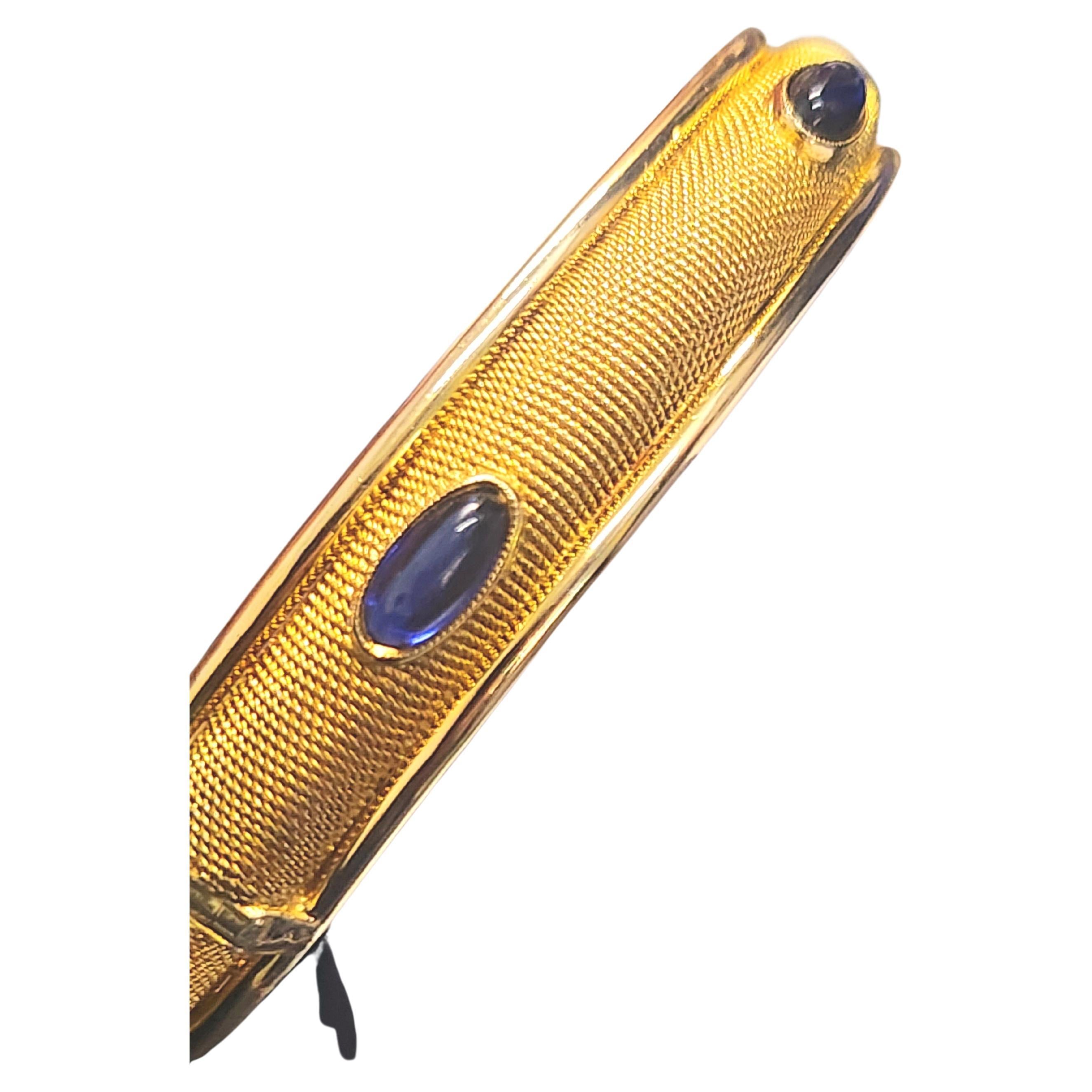 Women's Vintage Italian 4 Carats Sapphire Gold Bangle Bracelet For Sale