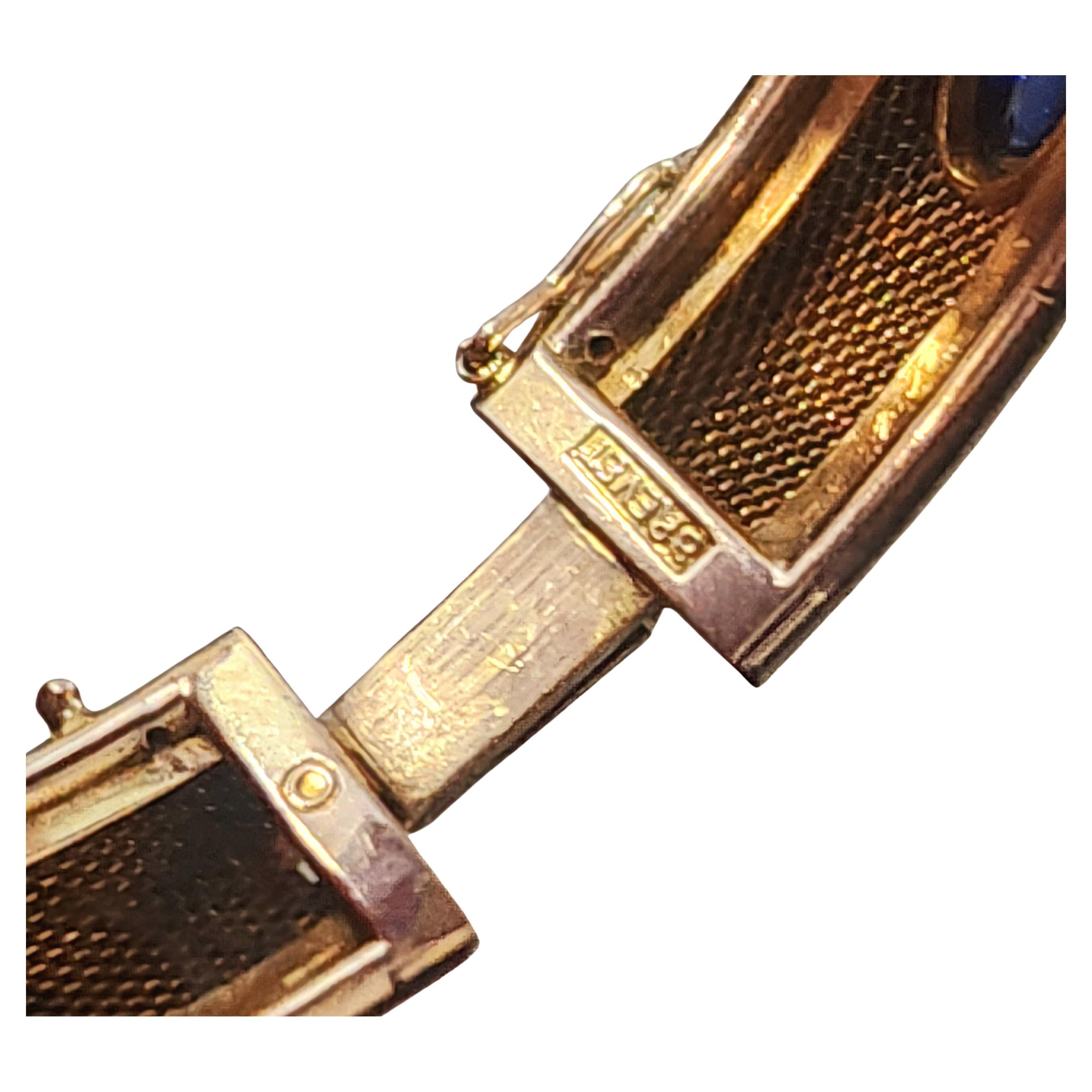 Pulsera brazalete vintage italiana de oro con zafiro de 4 quilates en venta 2
