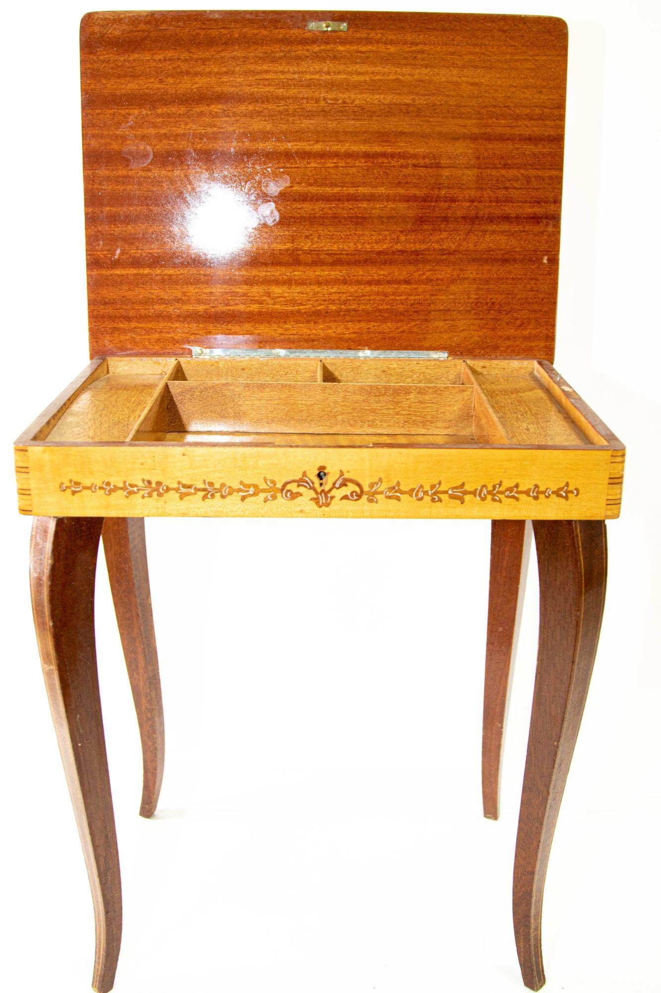 antique music box table
