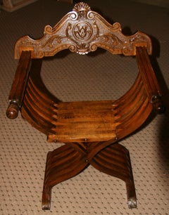 Italienischer Thronsessel im Savonarola-Stil, Vintage