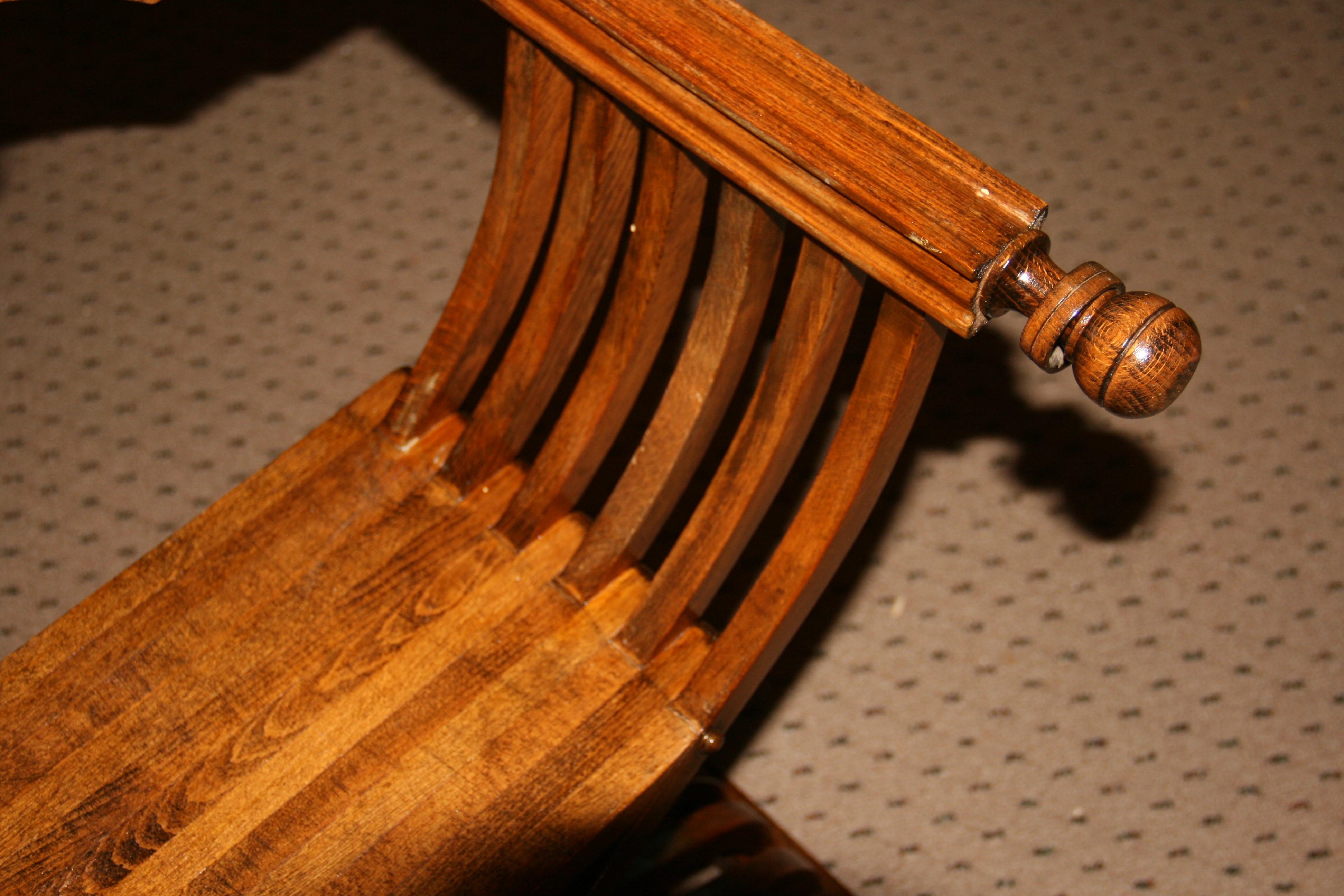Hardwood Vintage Italian Savonarola Style Throne Chair For Sale
