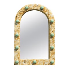 Vintage Italian Scagliola Pigmented Plaster Arched Wall Mirror