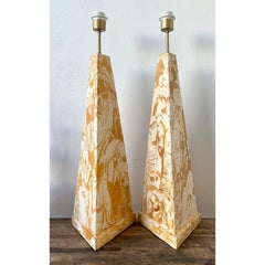 Vintage Italian Scagliola Pigmented Plaster Table Lamps