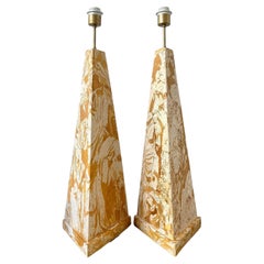 Vintage Italian Scagliola Pigmented Plaster Table Lamps