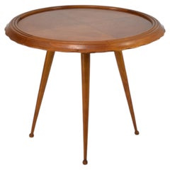 Vintage Italian Scalloped Cherry Side Table Attributed to Paolo Buffa, 1950s