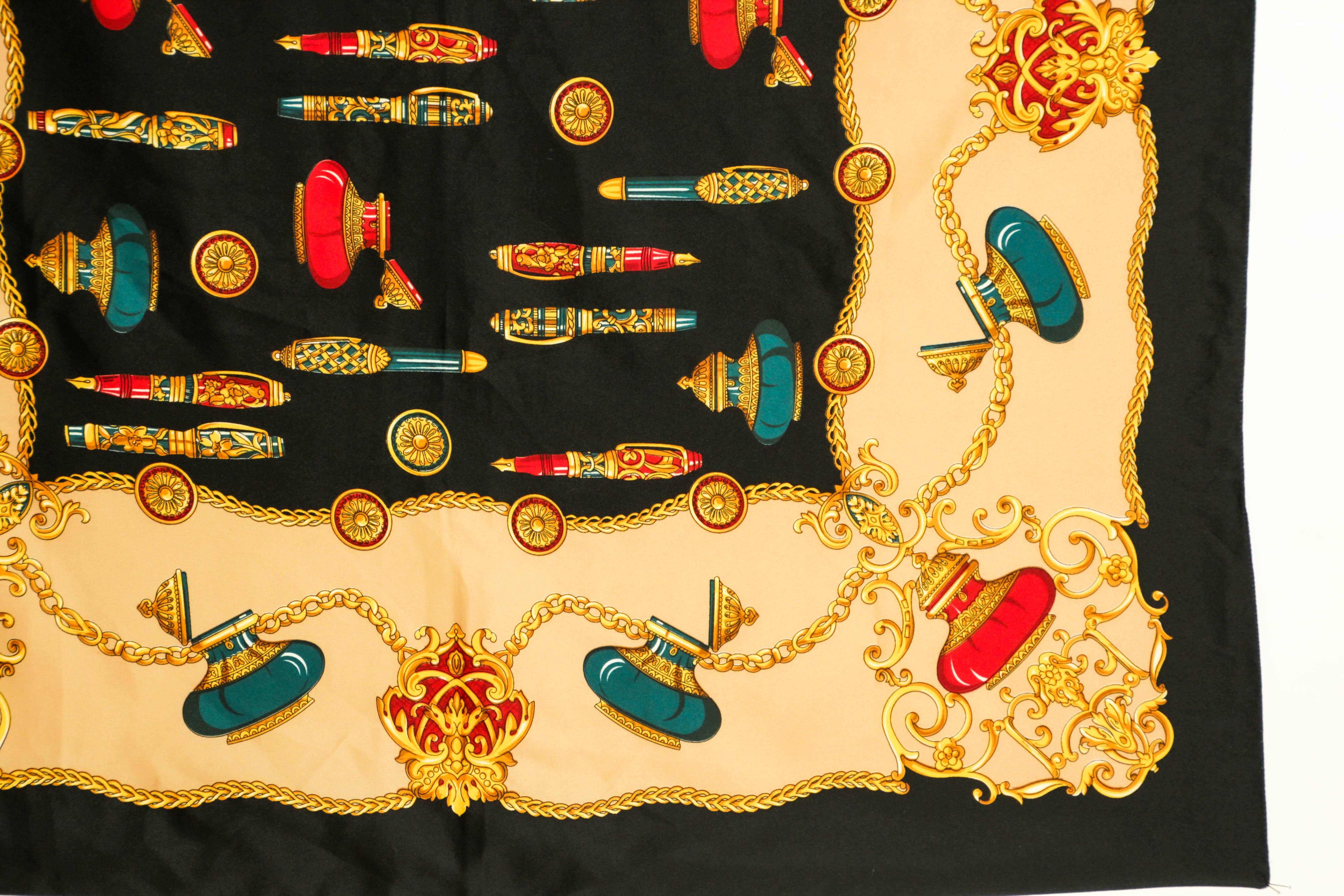 Vintage Italian Scarf Shawl with Luxury Writing Instruments Italy For Sale 5