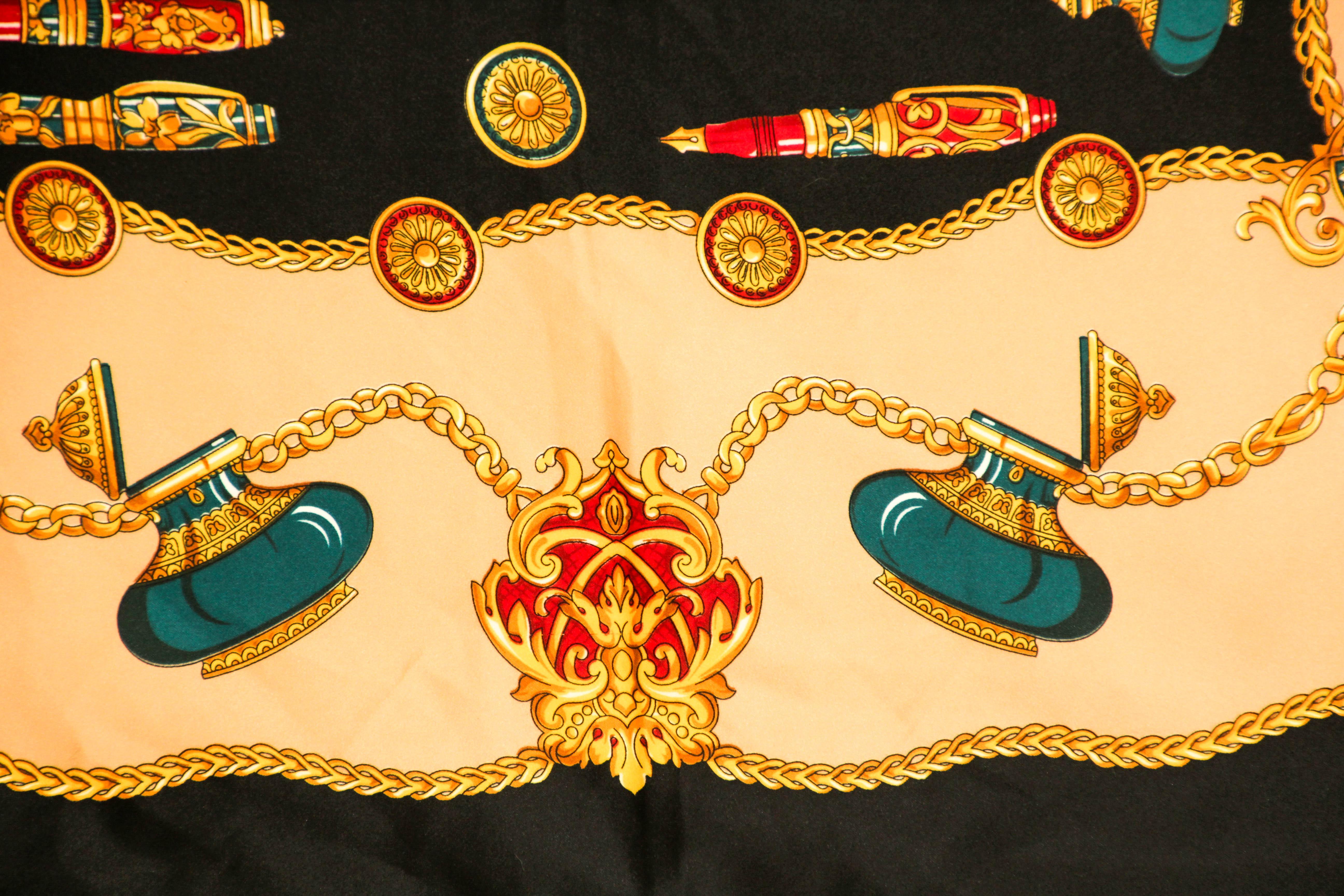 Vintage Italian Scarf Shawl with Luxury Writing Instruments Italy For Sale 6
