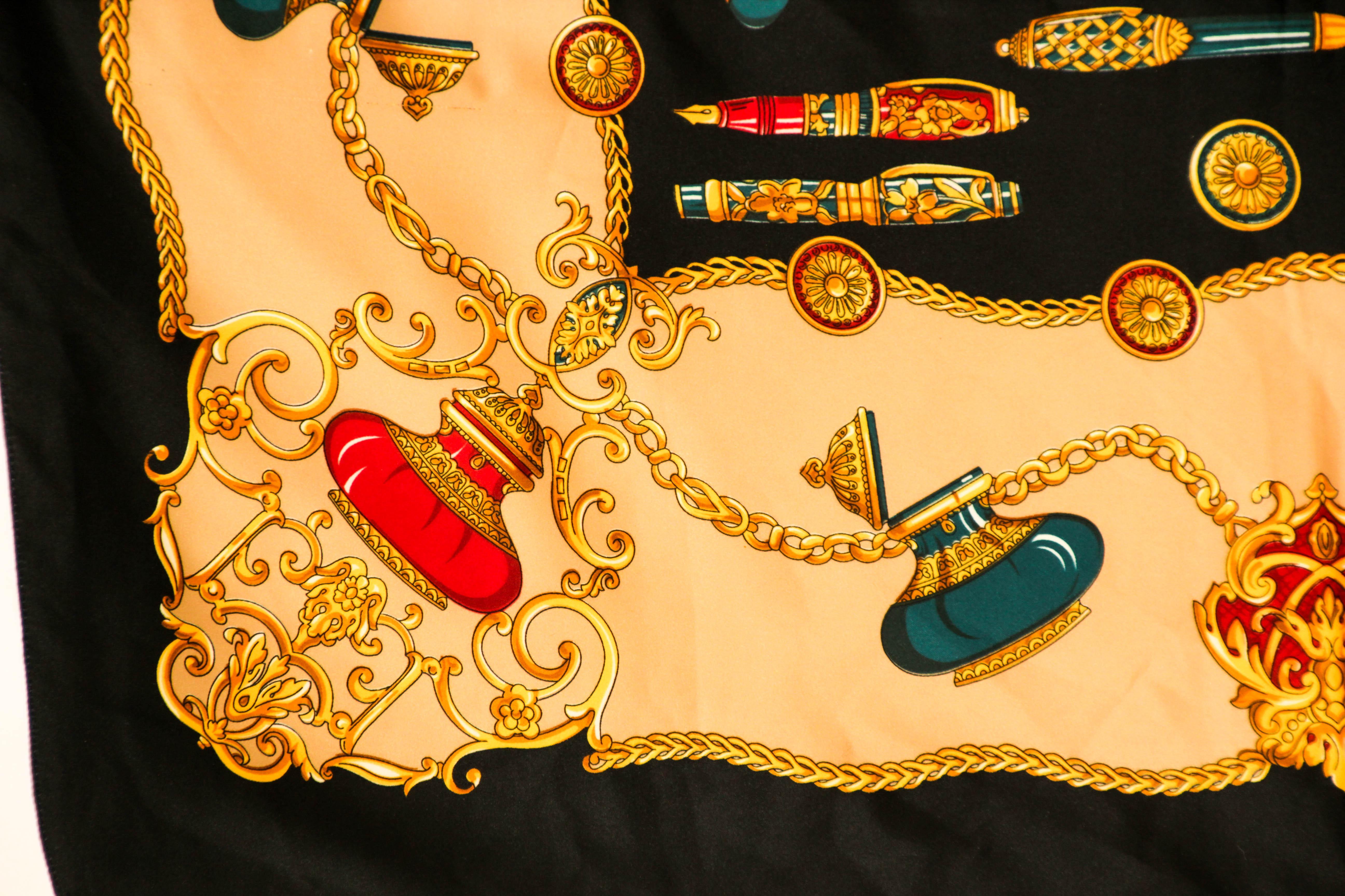 Vintage Italian Scarf Shawl with Luxury Writing Instruments Italy For Sale 7