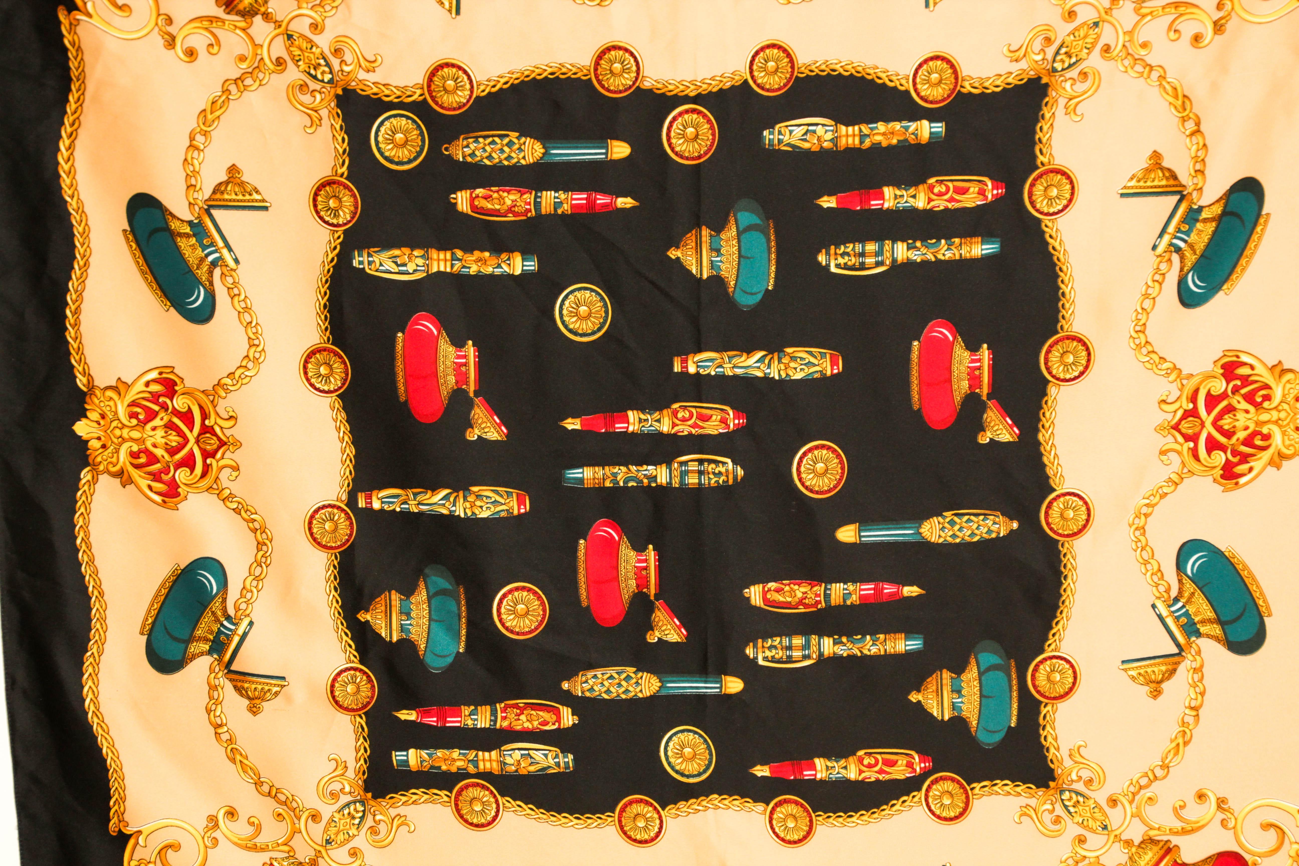Women's or Men's Vintage Italian Scarf Shawl with Luxury Writing Instruments Italy For Sale