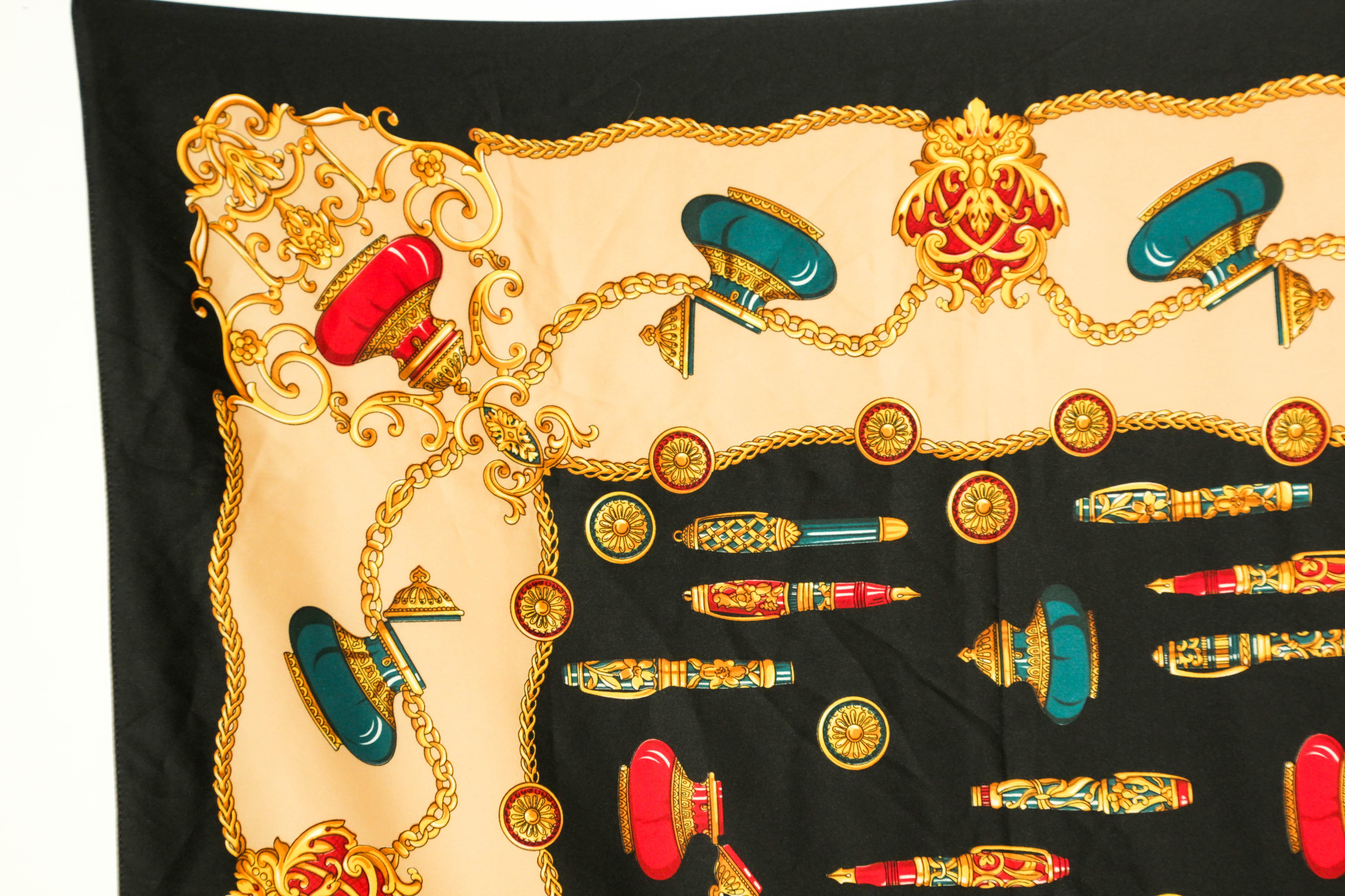 Vintage Italian Scarf Shawl with Luxury Writing Instruments Italy For Sale 1