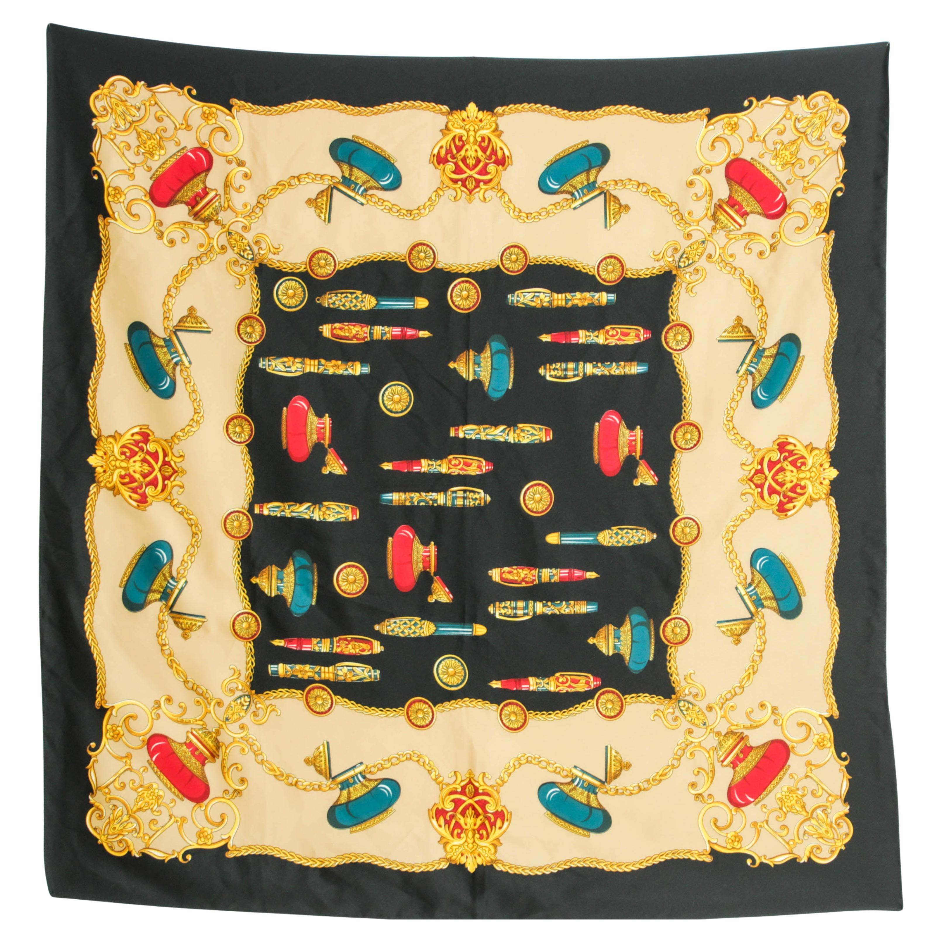 Vintage Italian Scarf Shawl with Luxury Writing Instruments Italy For Sale