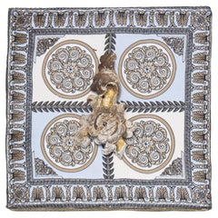 Italienischer Vintage-Schal aus dem 18. Jahrhundert mit Blattgold-Holzmotiv auf Leinwand