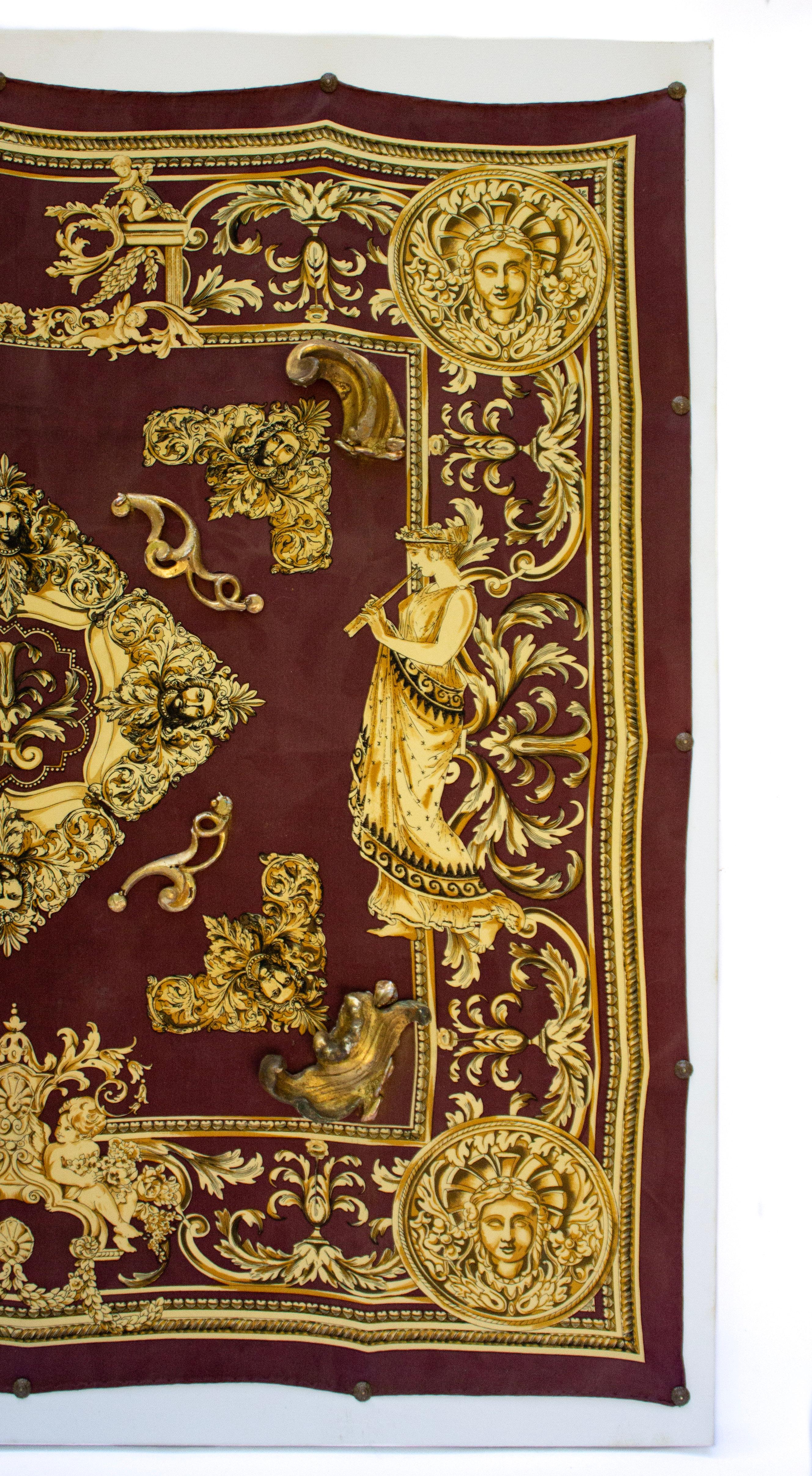 Italienisches Vintage-Tuch mit italienischen Fragmenten aus dem 18. Jahrhundert und Barockperlen (Handgefertigt) im Angebot