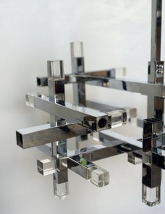 Vintage Italian Sciolari Chrome & Lucite Chandelier