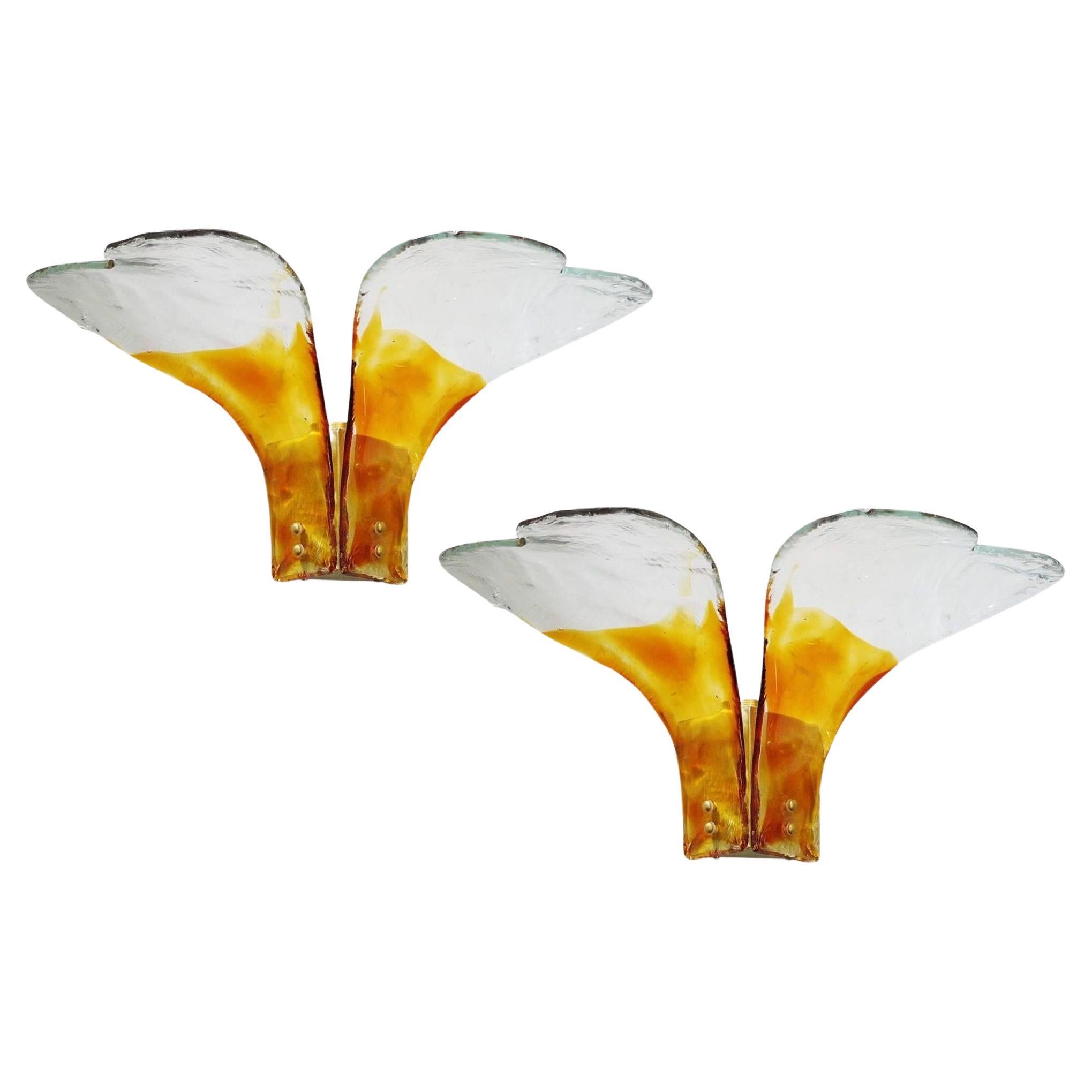 Vintage Italian Sconces with Hand Blown Murano Glass by Carlo Nason For Sale