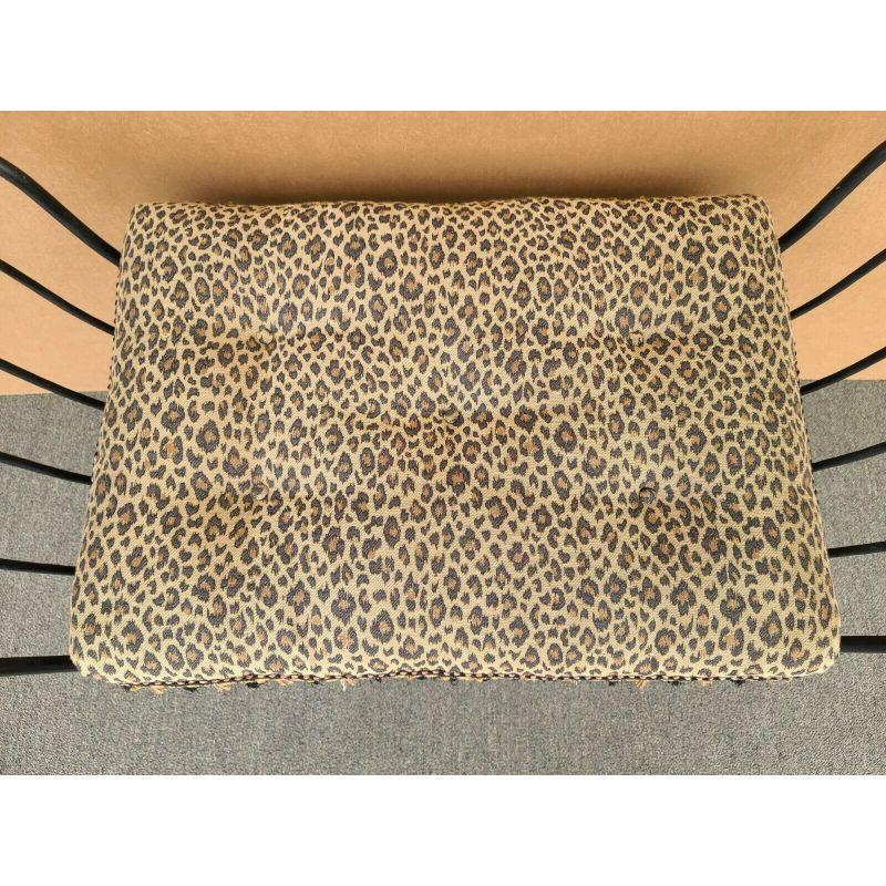 20th Century Vintage Italian Scrolled Wrought Iron Leopard Bench  For Sale