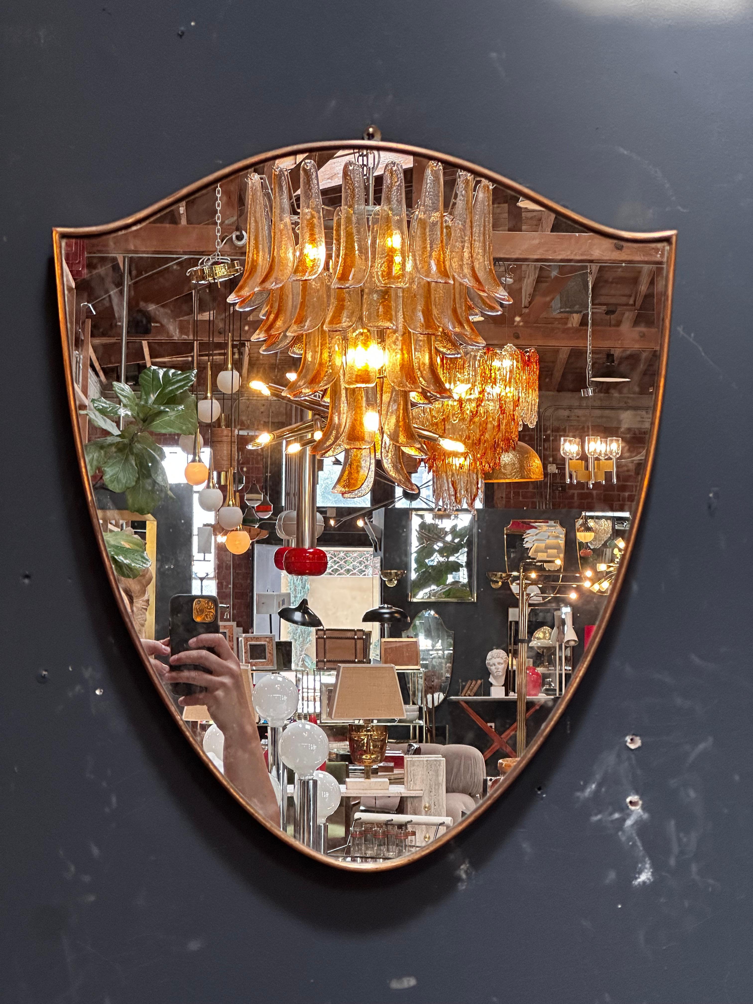Vintage Italian Sculptural Brass Wall Mirror 1980s For Sale 1