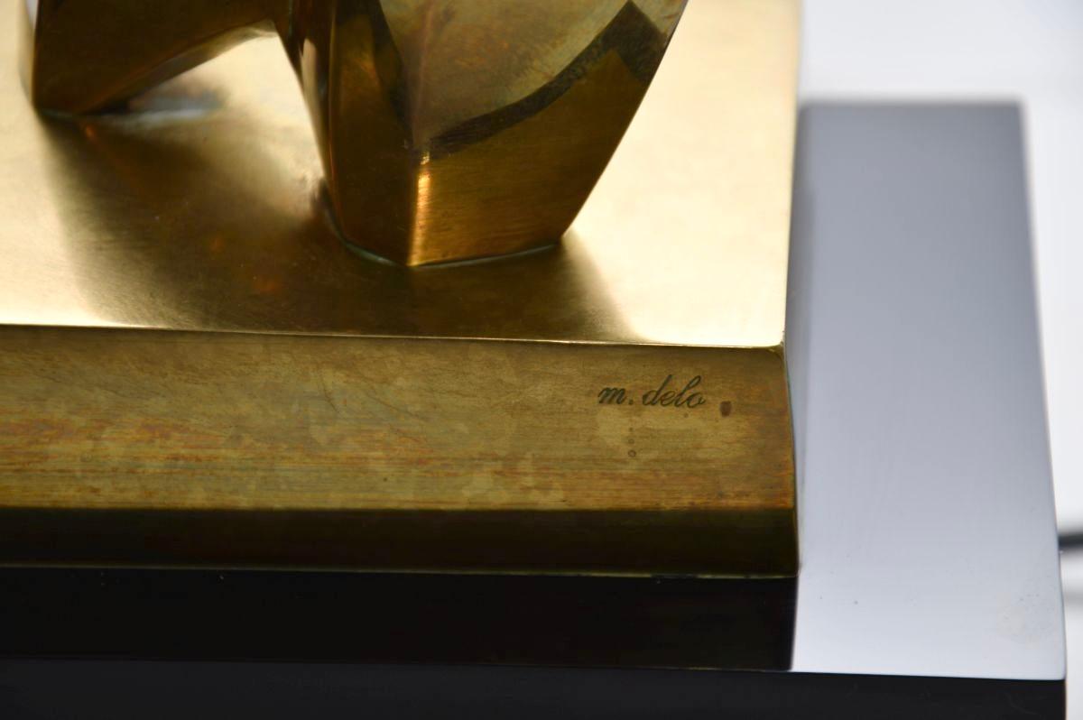 Lampe de table italienne sculpturale vintage en bronze par Maxime Delo en vente 5