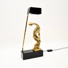 Vintage Italian Sculptural Bronze Table Lamp by Maxime Delo
