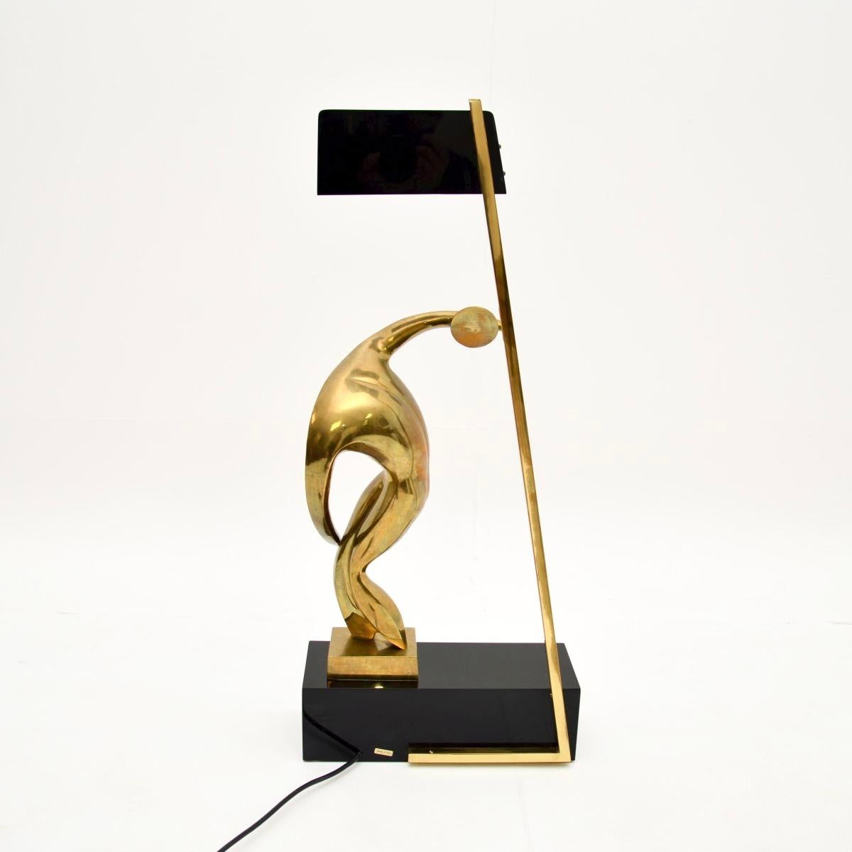 Lampe de table italienne sculpturale vintage en bronze par Maxime Delo Bon état - En vente à London, GB