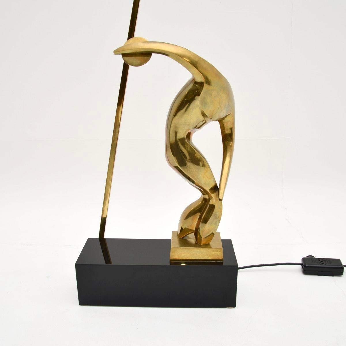 Fin du 20e siècle Lampe de table italienne sculpturale vintage en bronze par Maxime Delo en vente