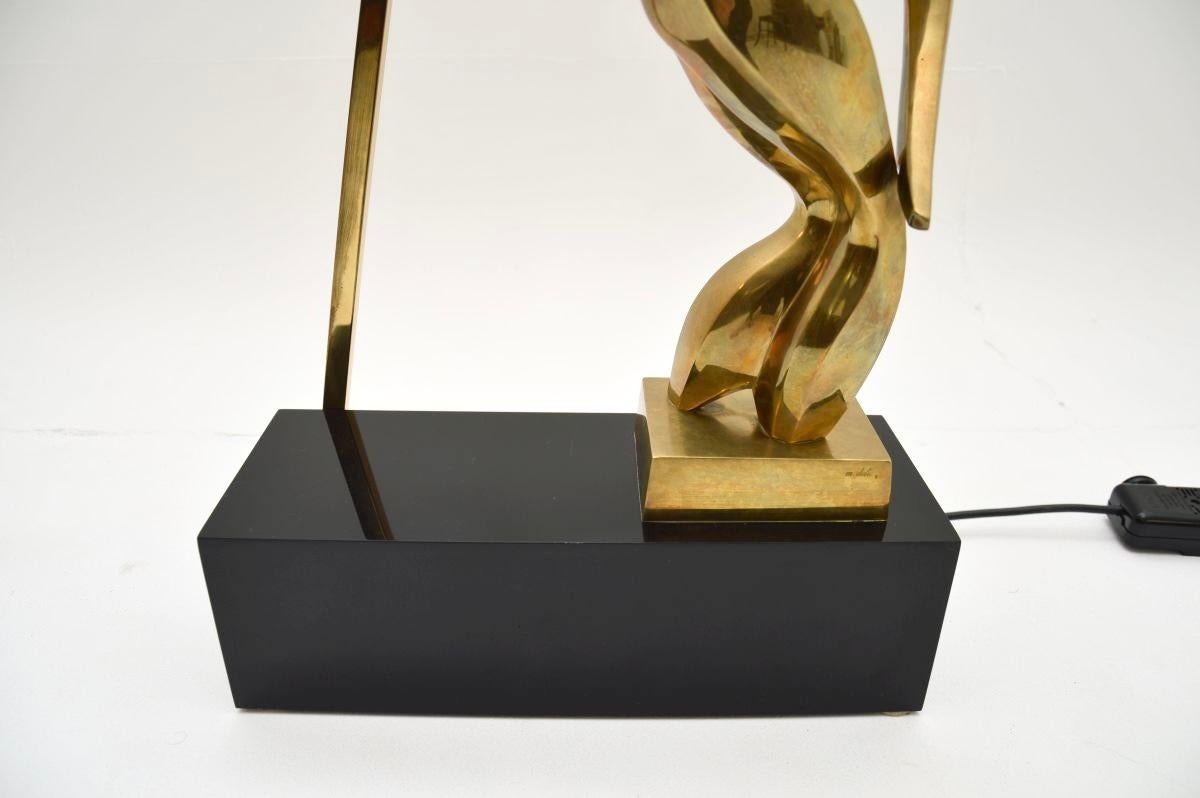 Lampe de table italienne sculpturale vintage en bronze par Maxime Delo en vente 3