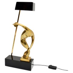 Vintage Italian Sculptural Bronze Table Lamp by Maxime Delo