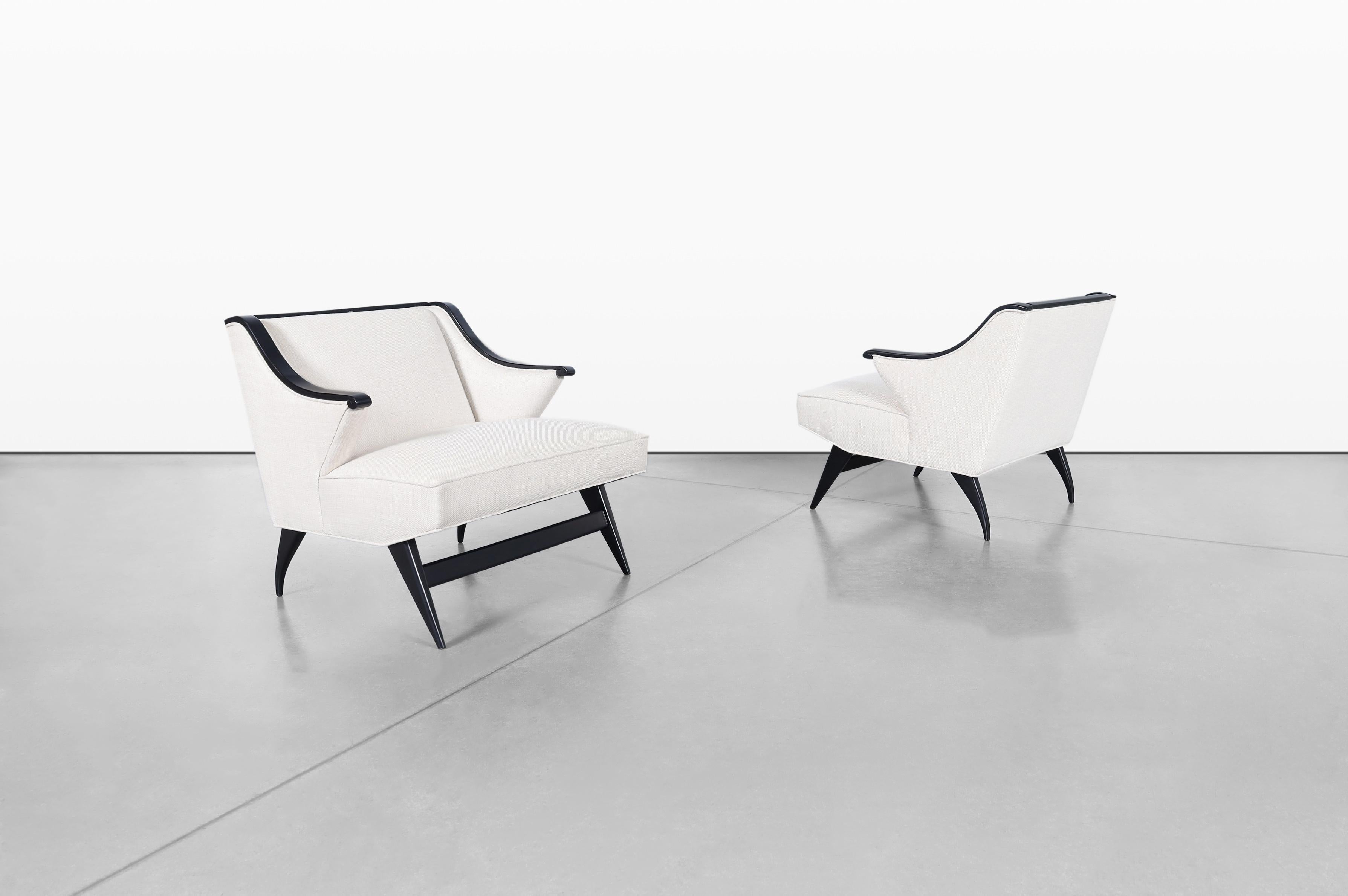 Mid-Century Modern Vintage Italian Sculptural Lounge Chairs For Sale