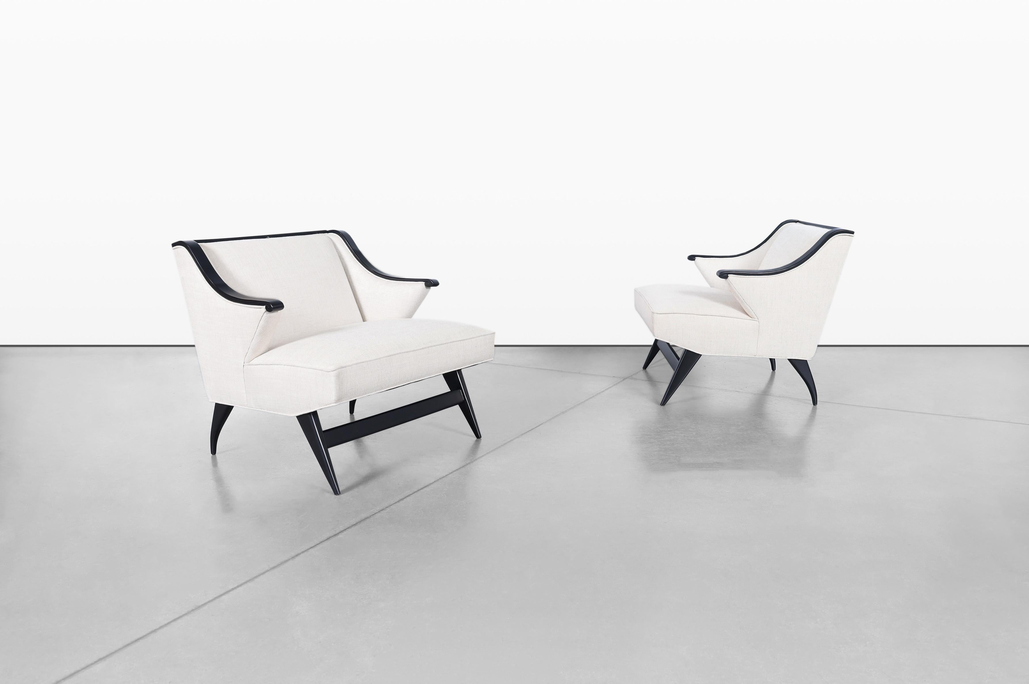 Fabric Vintage Italian Sculptural Lounge Chairs For Sale