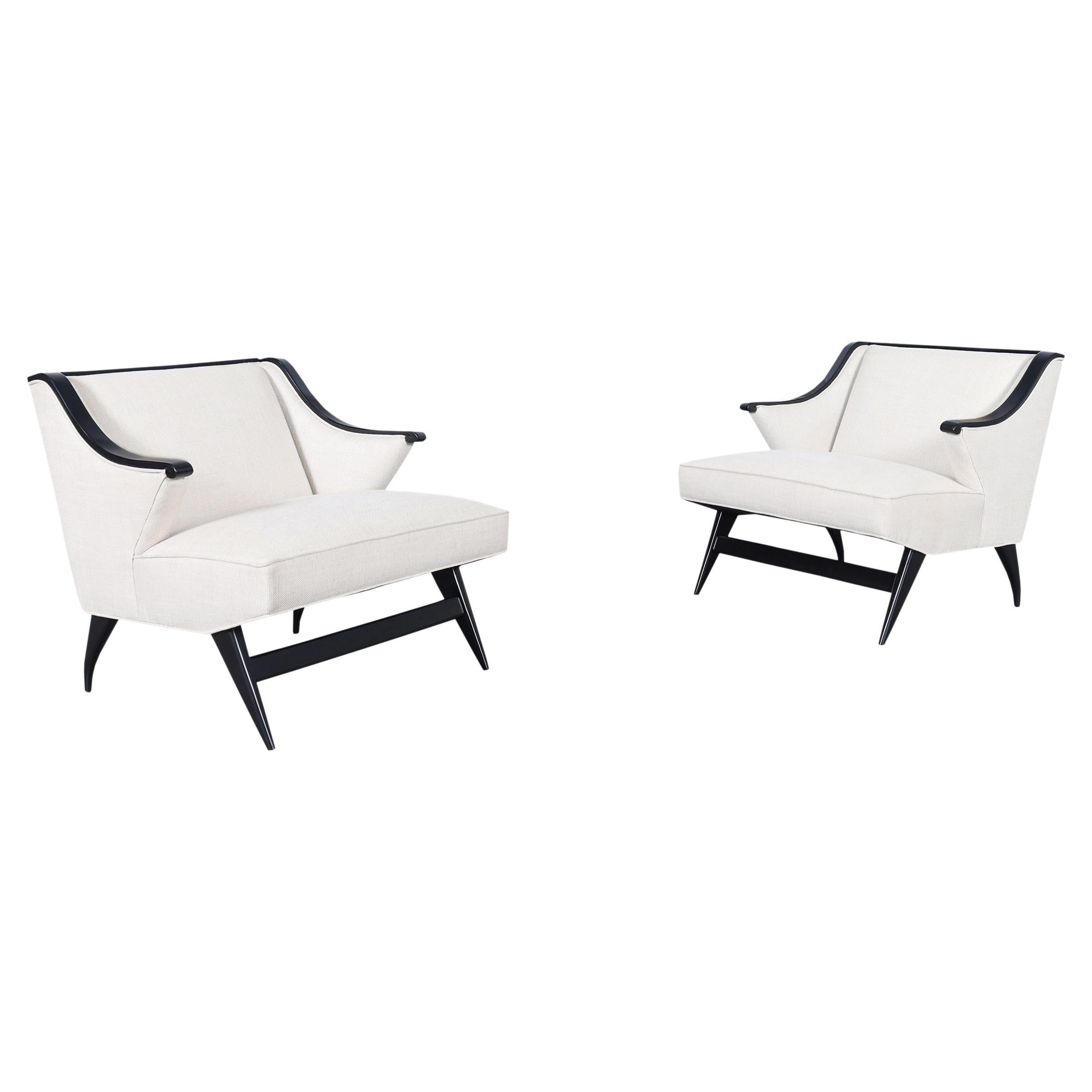 Vintage Italian Sculptural Lounge Chairs For Sale