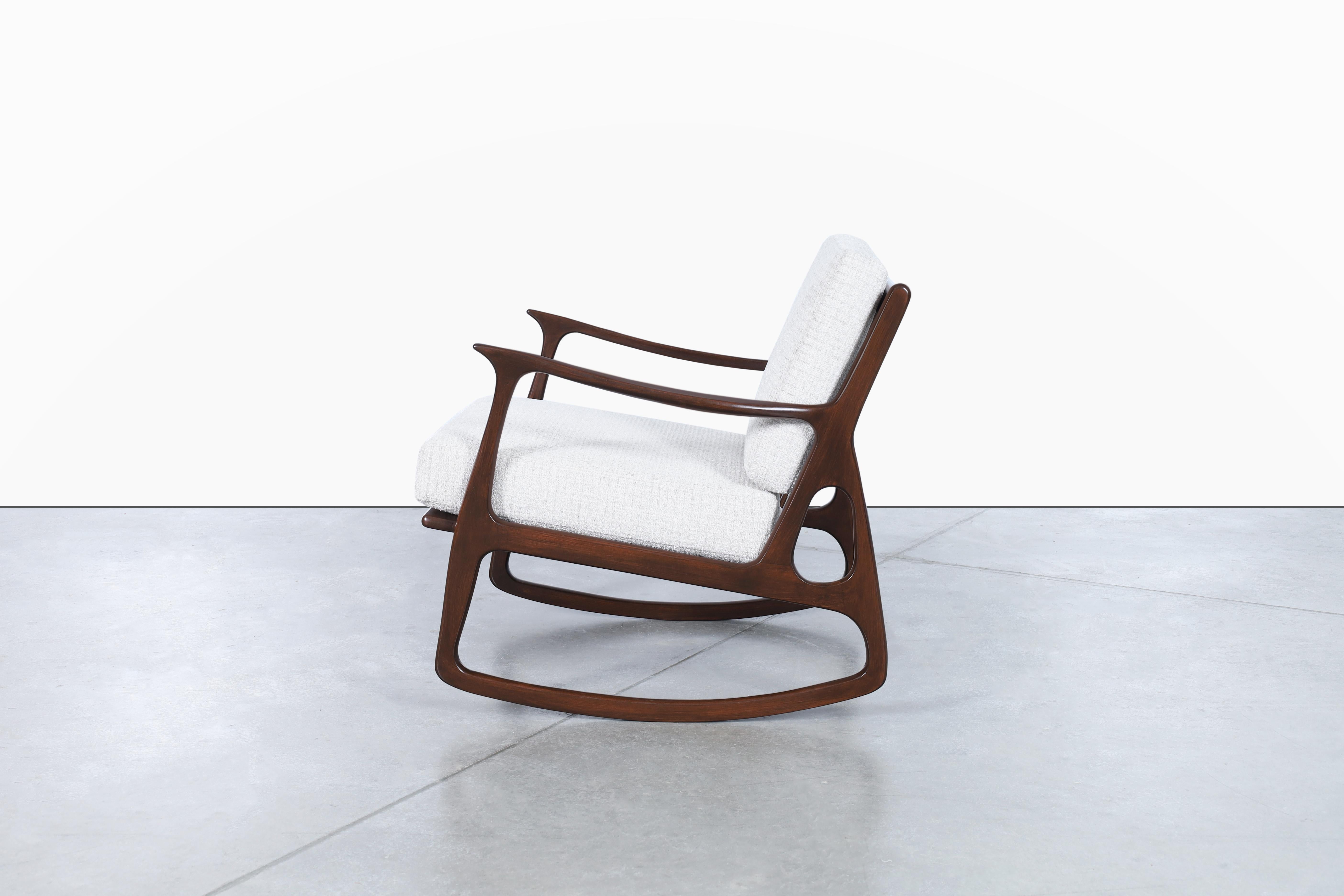 Fabric Vintage Italian Sculptural Rocking Chair