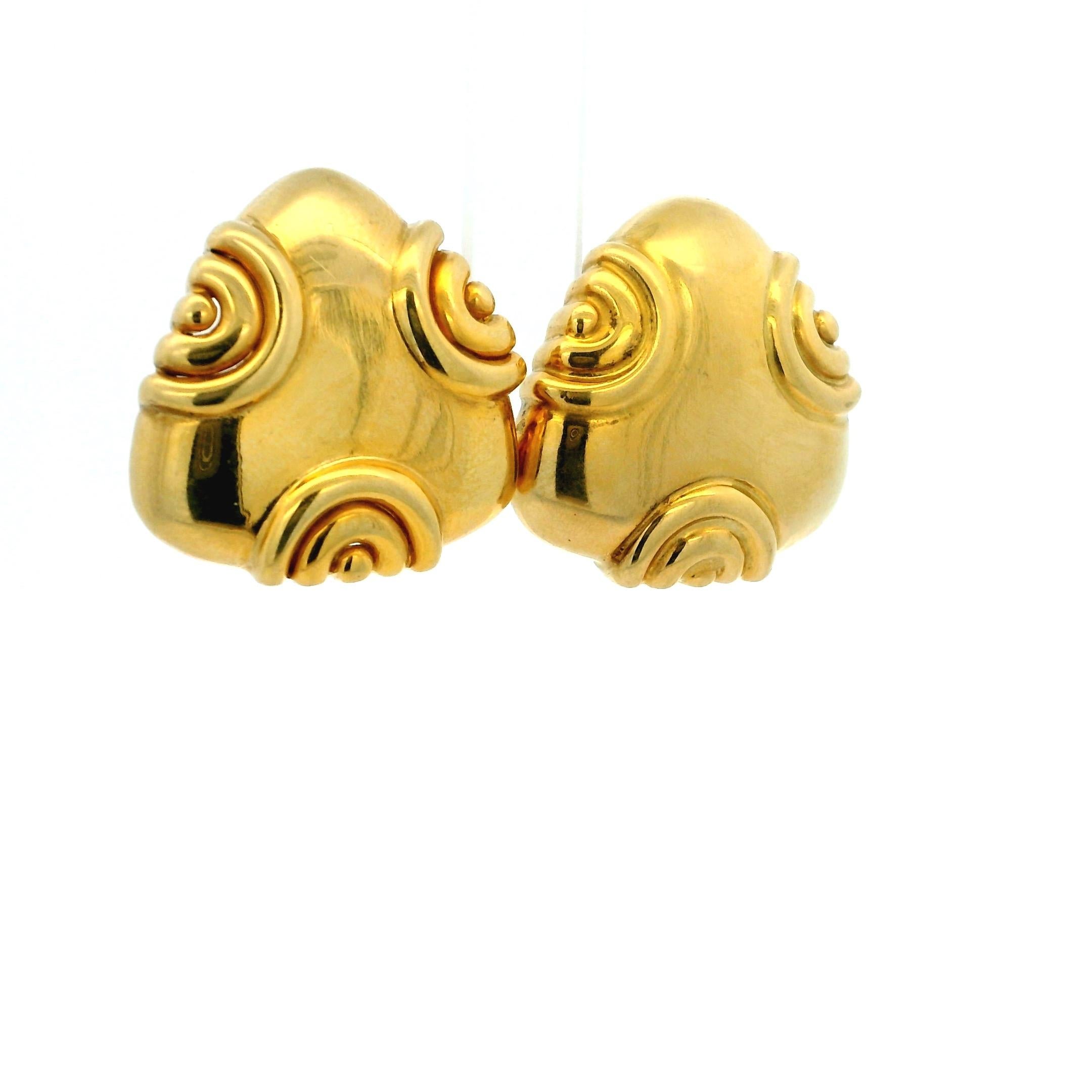 Vintage Italian Sculptural Swirl Clip-On-Ohrringe in 18K Gelbgold im Angebot 5