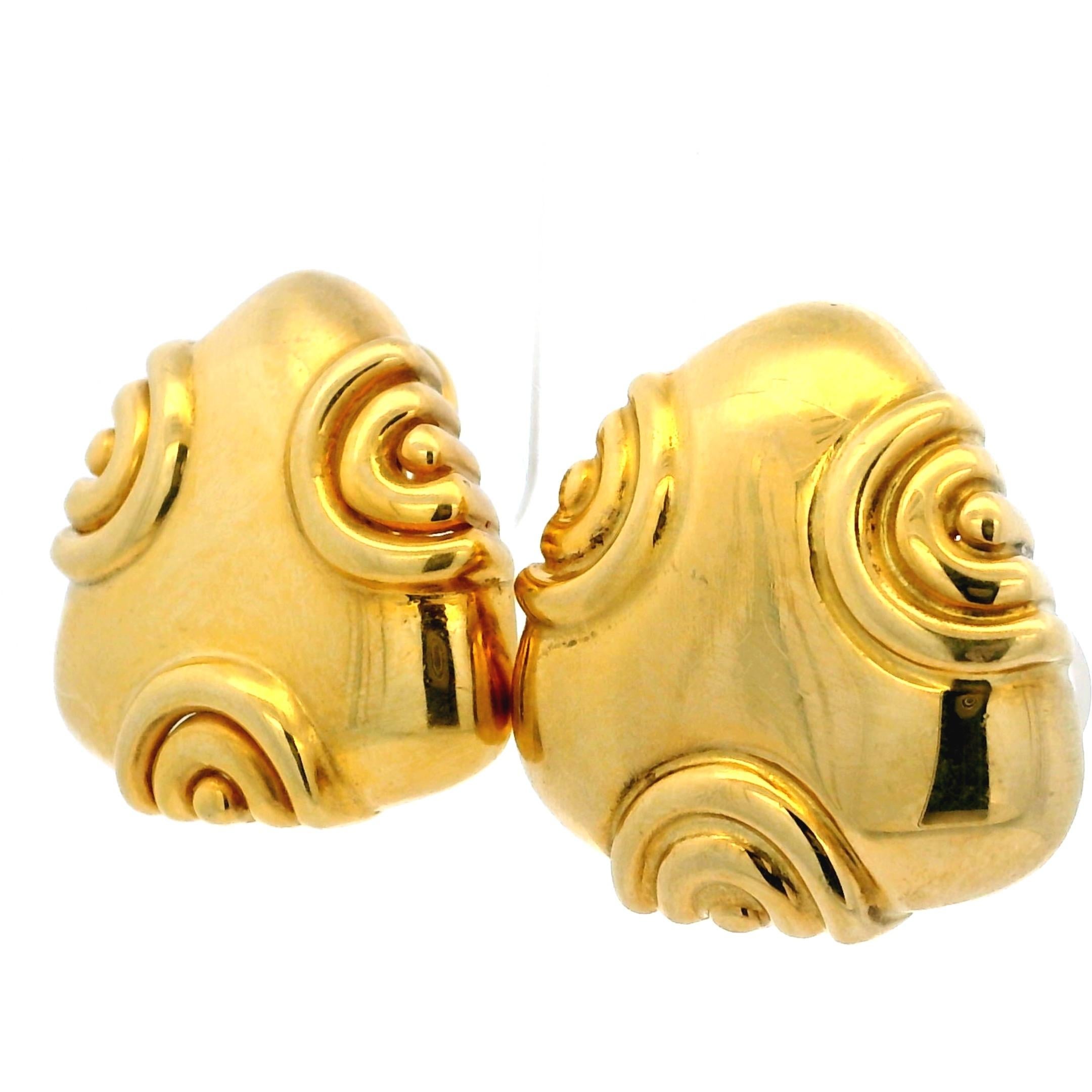 Vintage Italian Sculptural Swirl Clip-On-Ohrringe in 18K Gelbgold im Angebot 7