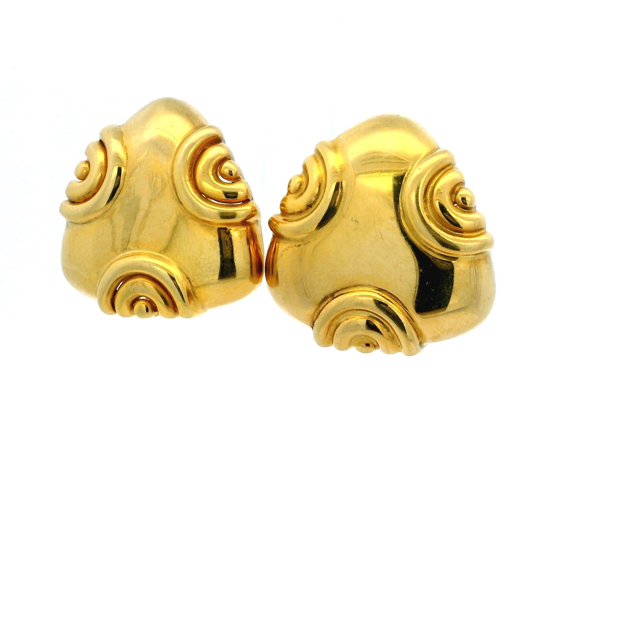 Vintage Italian Sculptural Swirl Clip-On-Ohrringe in 18K Gelbgold im Angebot 3