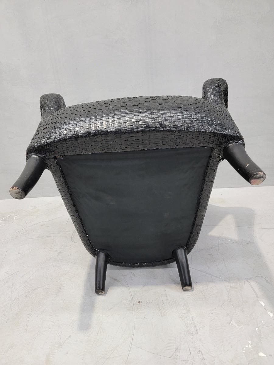 20th Century Vintage Italian Sculptural Woven Leather Rattan Style Lounge Chair For Sale
