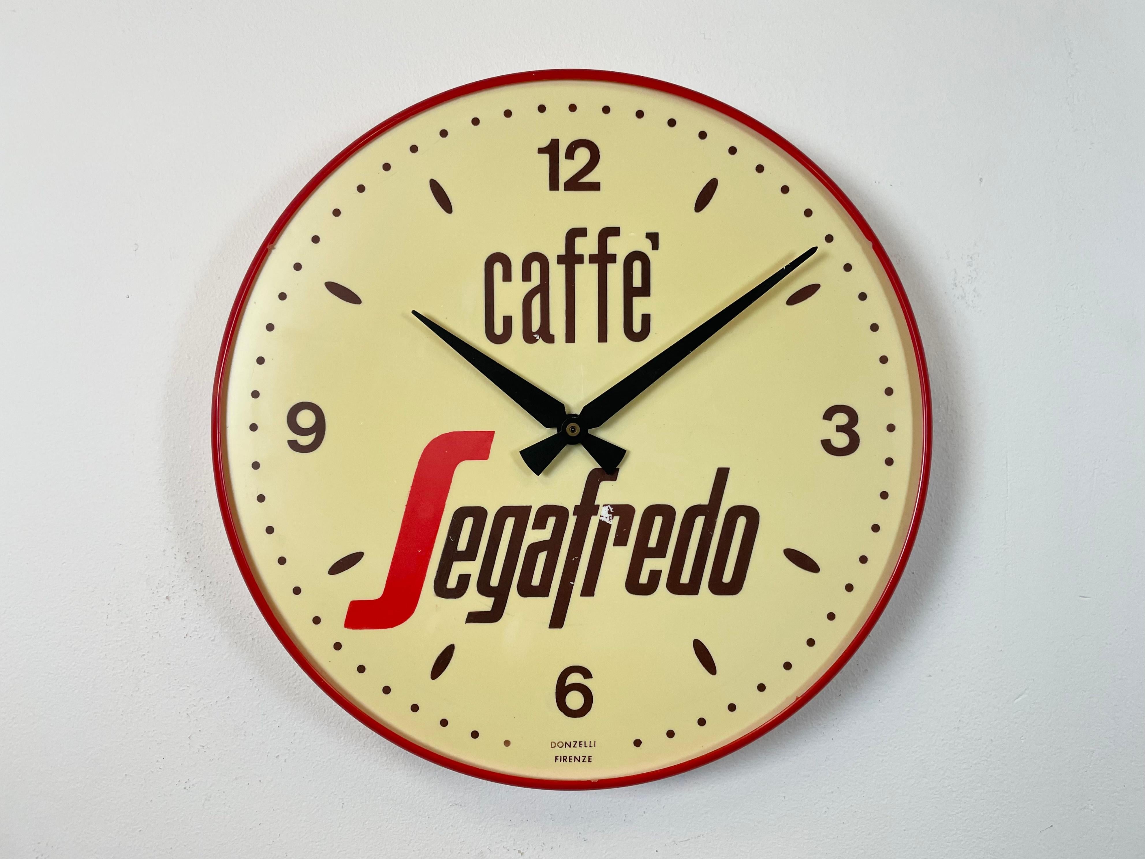 Vintage Italian Segafredo Advertising Wall Clock, 1980s 1