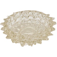 Vintage Italian Seguso "Rostrato" Small Decorative Bowl in Clear Murano Glass