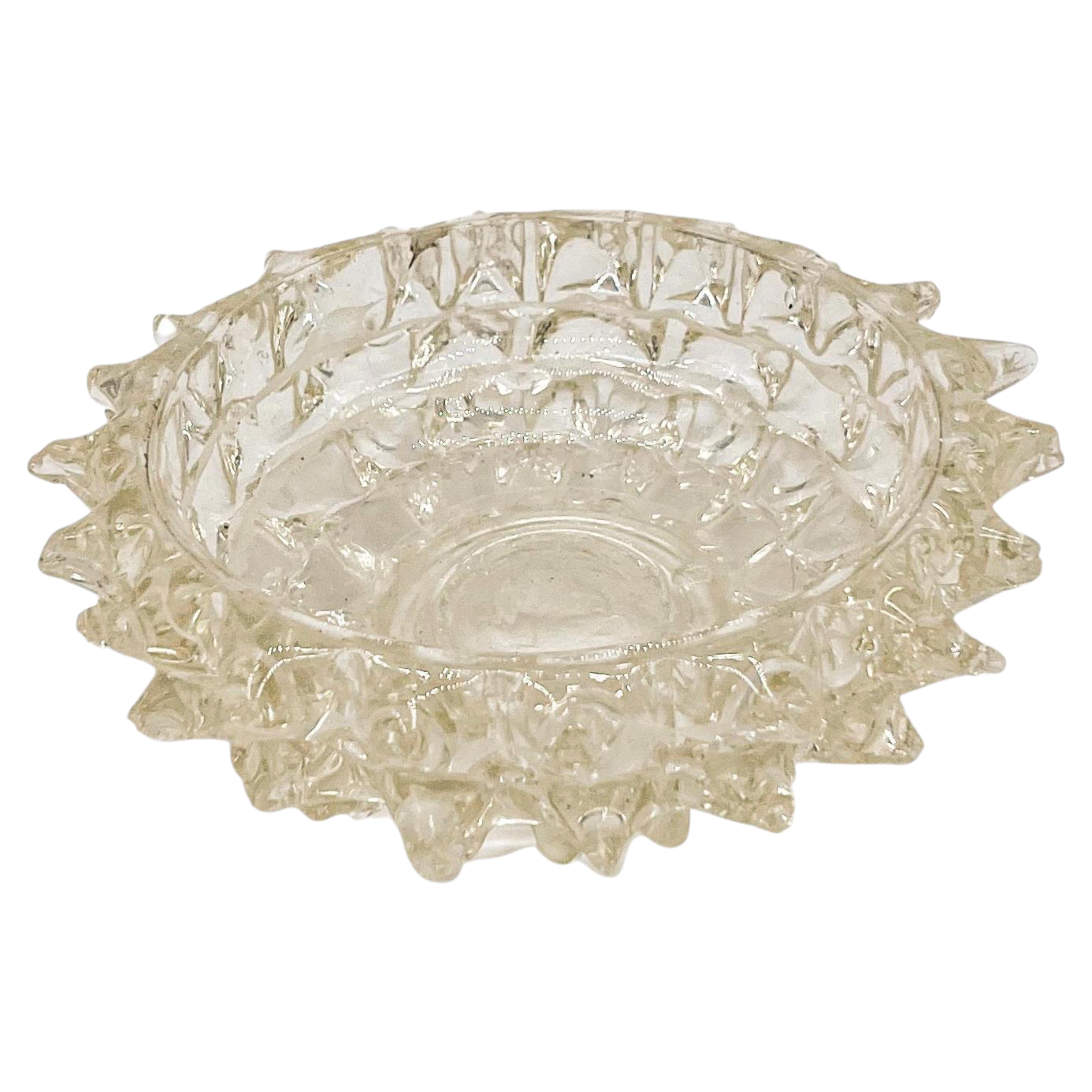 Mid 20th Century Italian Seguso "Rostrato" Decorative Bowl in Clear Murano Glass For Sale