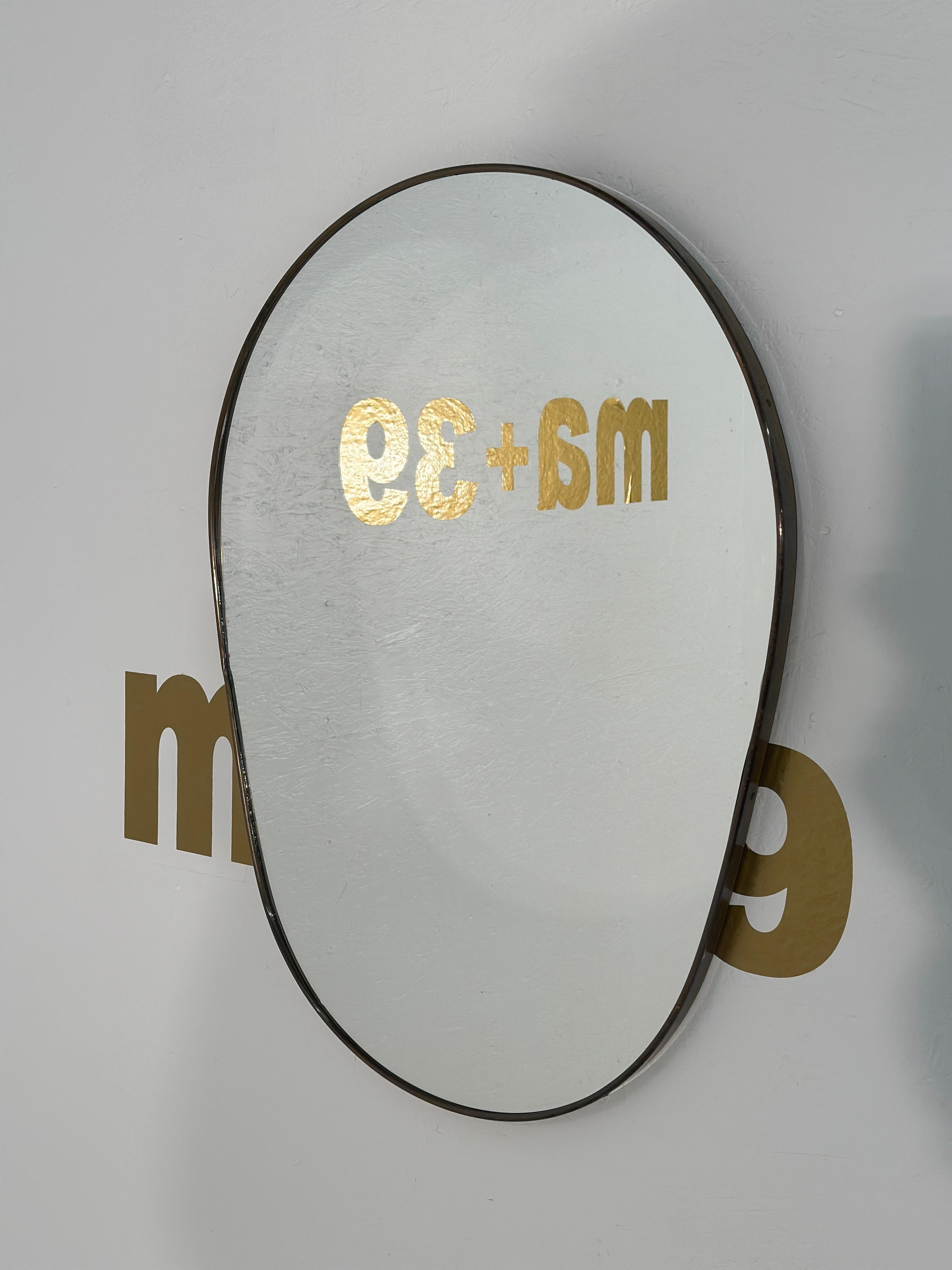 Brass Vintage Italian Semi Oval Wall Mirror 1970s For Sale