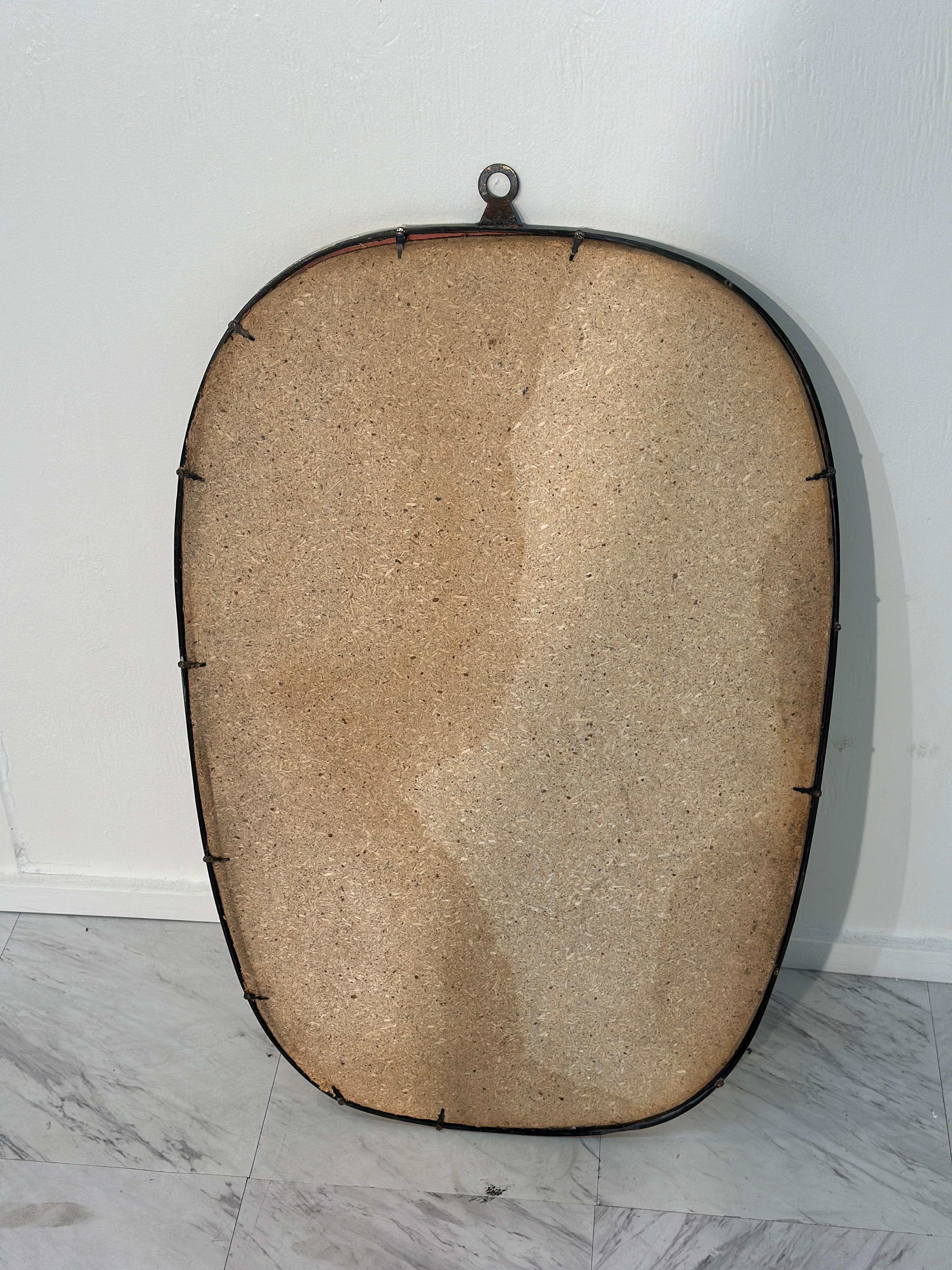Brass Vintage Italian Semi Oval Wall Mirror 1970s
