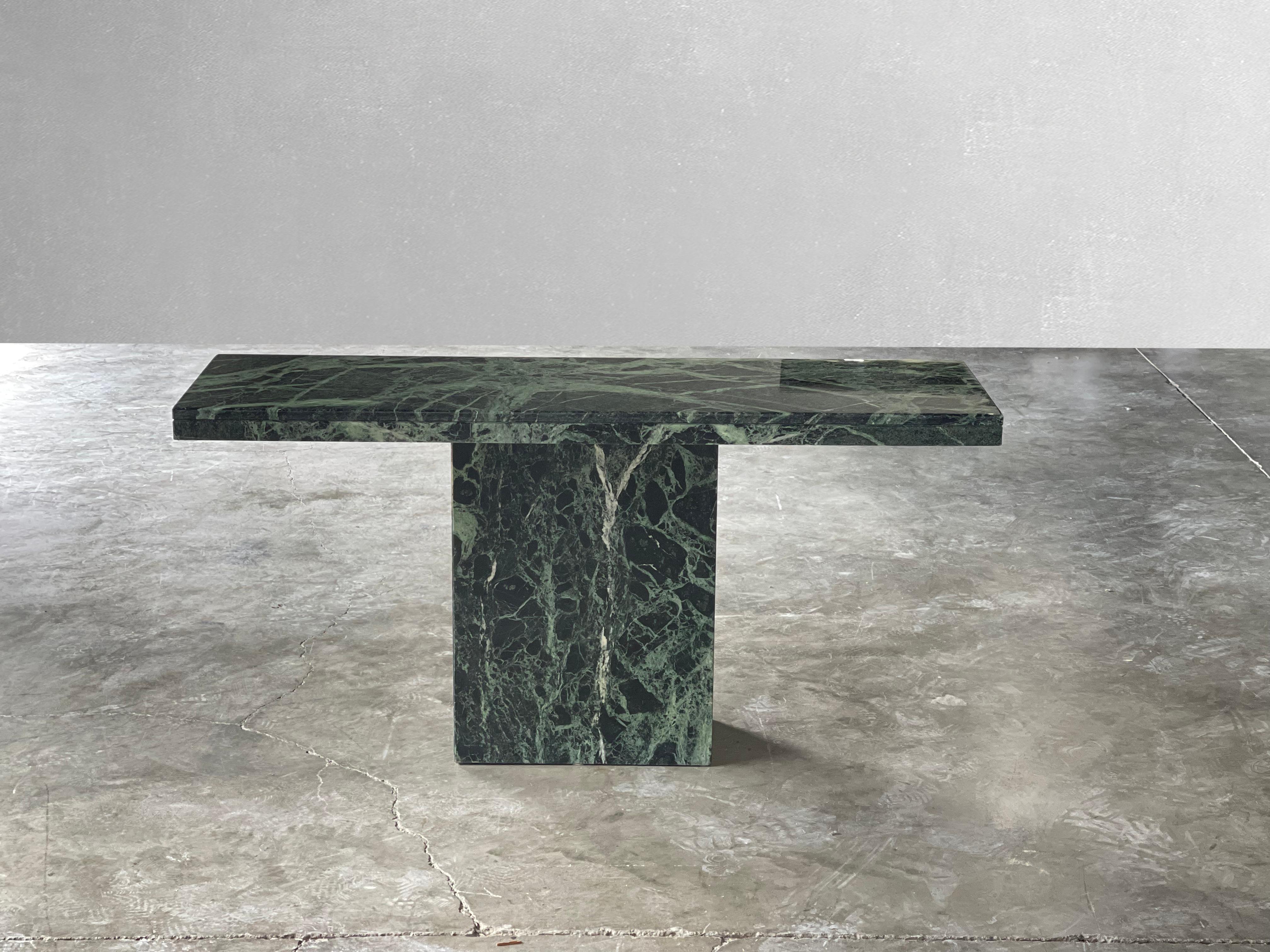 Post-Modern Vintage Italian Serpentine Green Marble Console Table