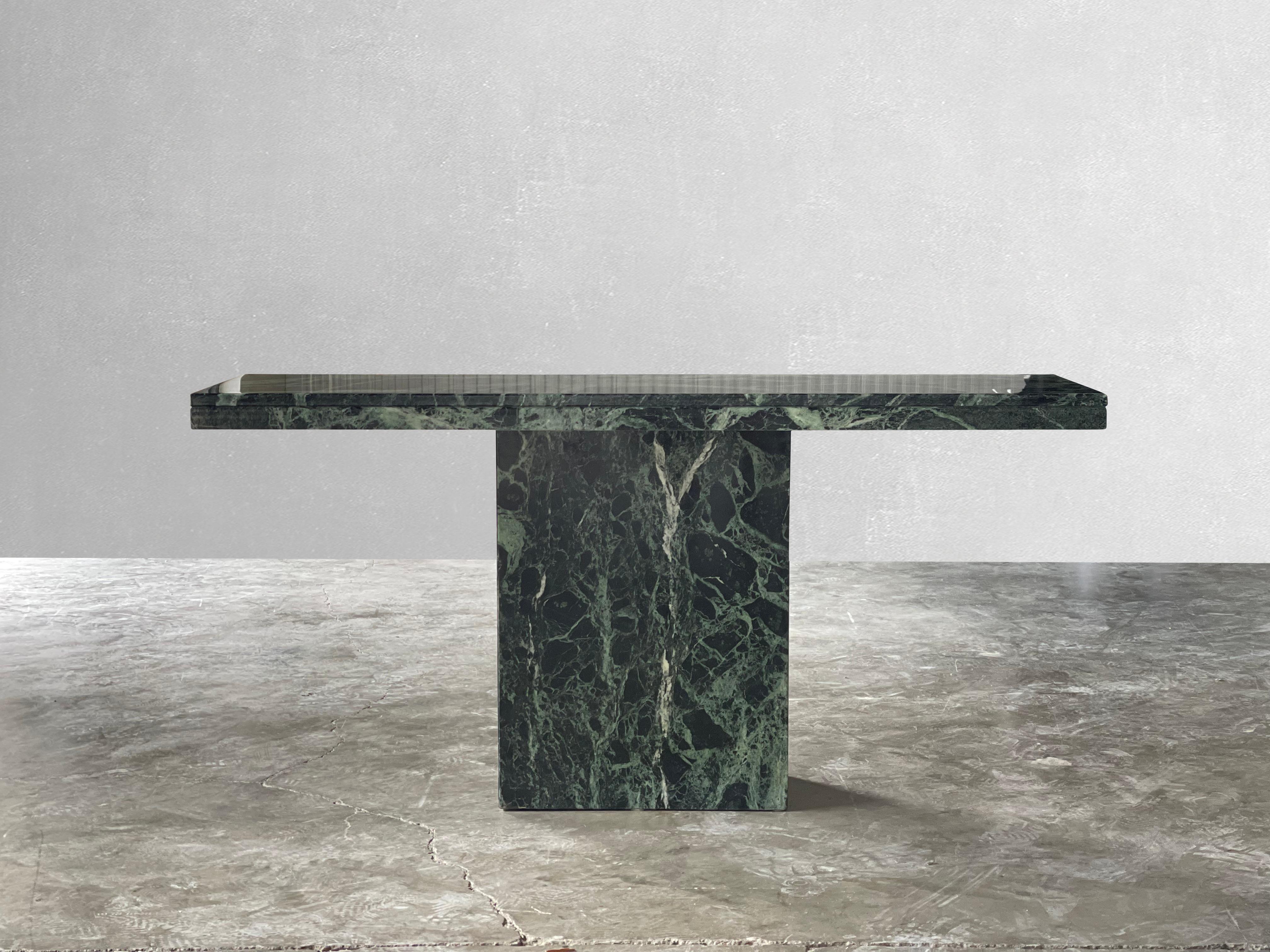 Vintage Italian Serpentine Green Marble Console Table In Good Condition In Boca Raton, FL