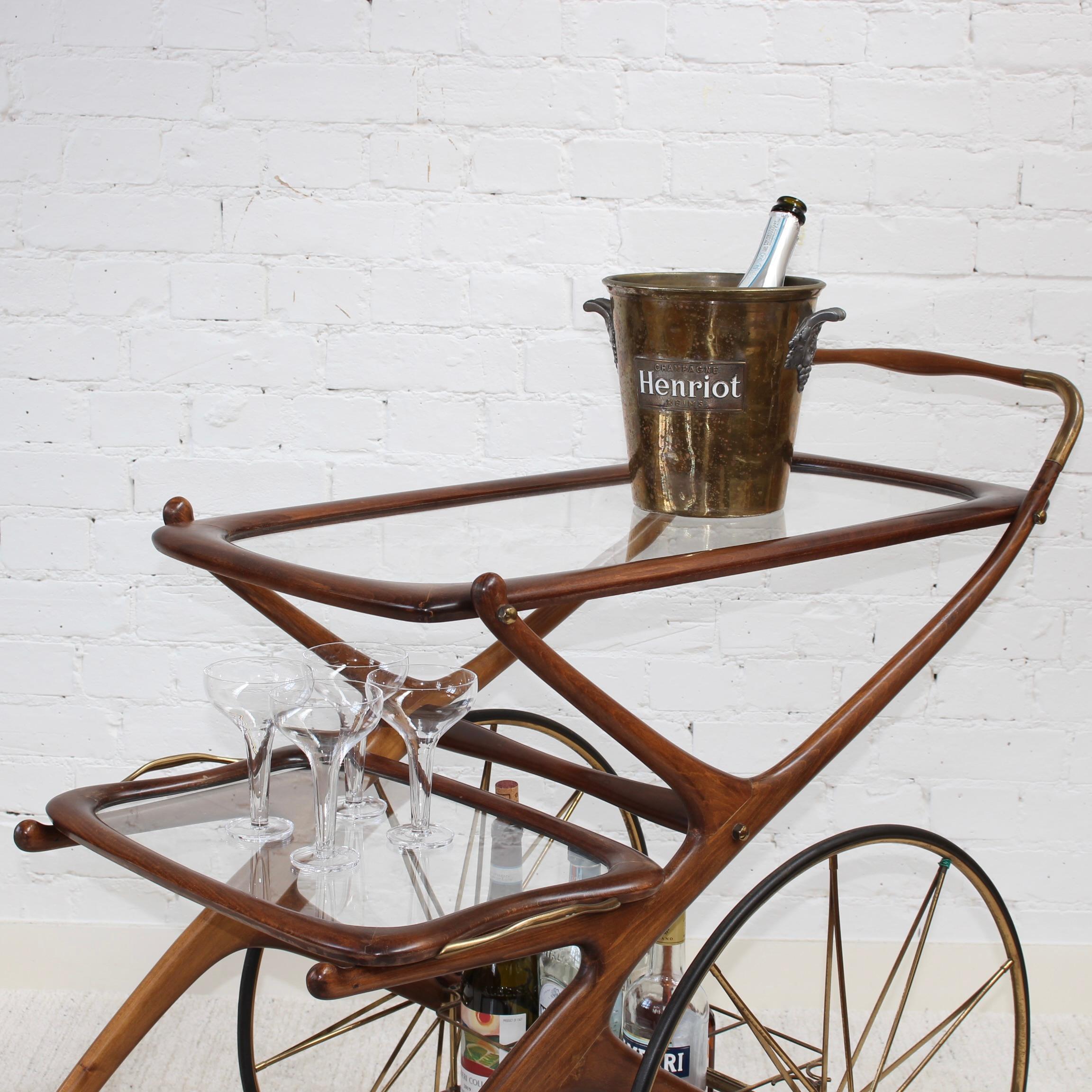 Vintage Italian Serving Trolley / Bar Cart by Cesare Lacca, Circa 1950s 13