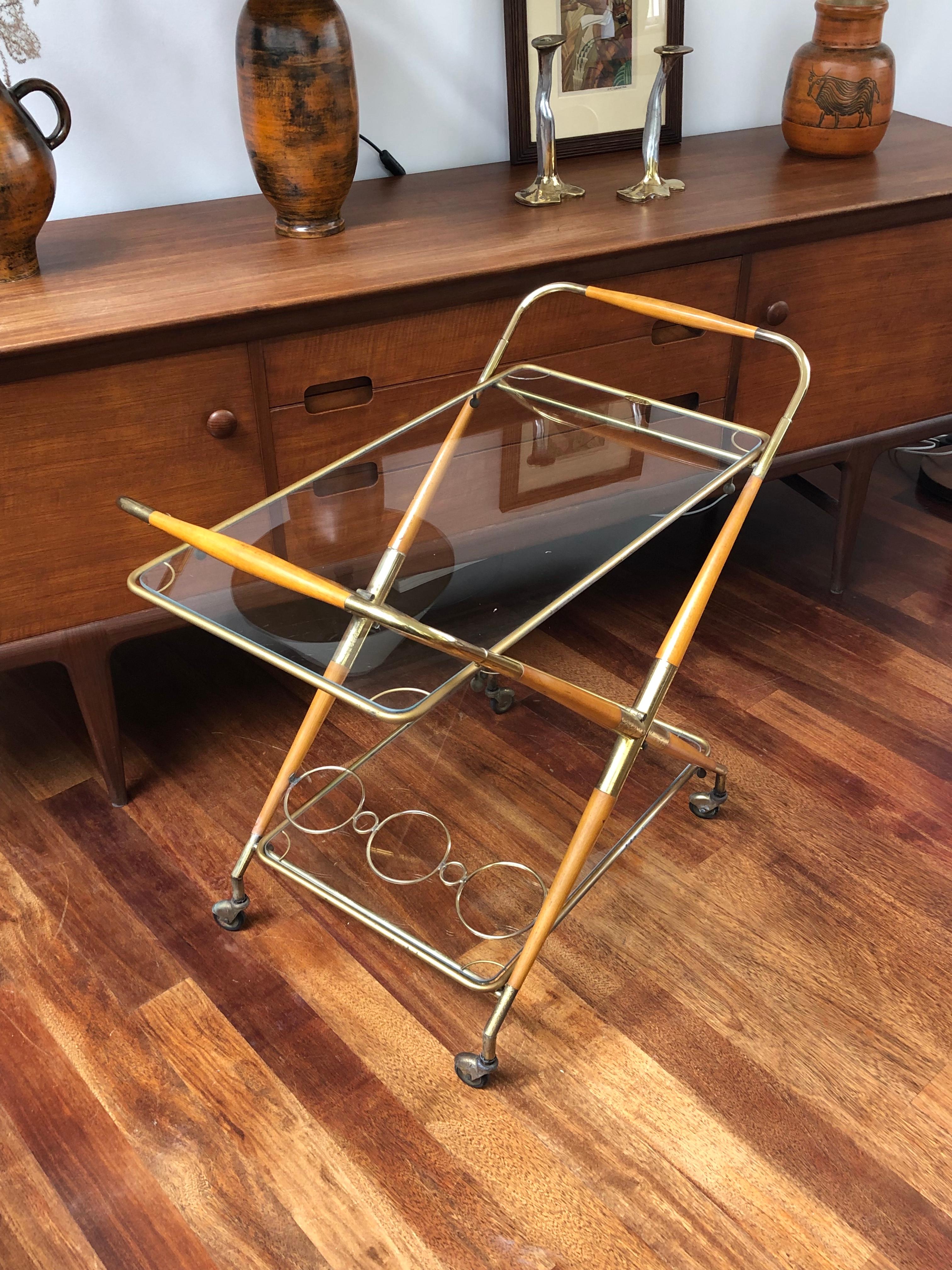 Vintage Italian Serving Trolley or Bar Cart by Cesare Lacca, circa 1950s 14