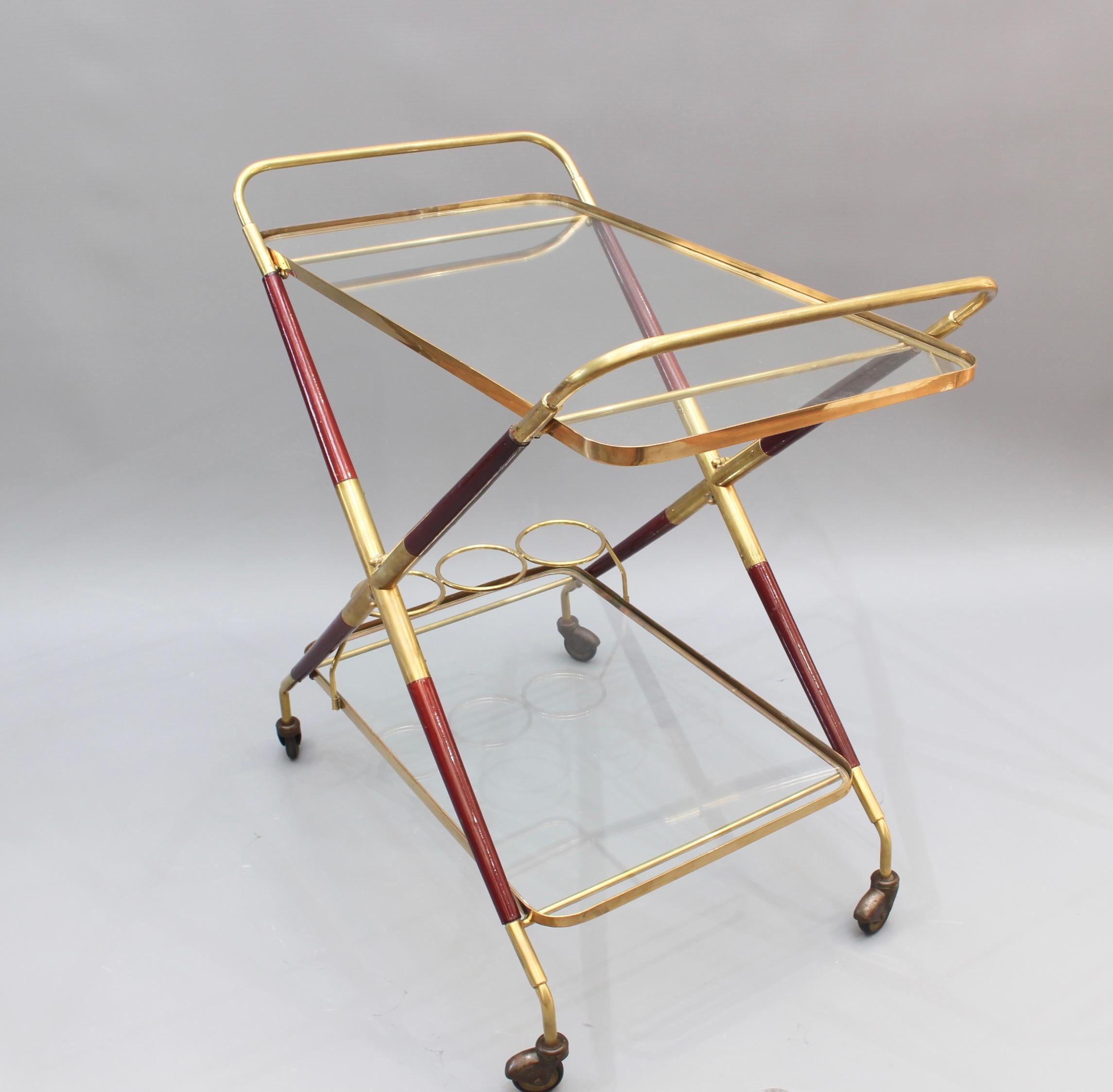 Mid-Century Modern Vintage Italian Serving Trolley / Bar Cart by Cesare Lacca, 'circa 1950s'